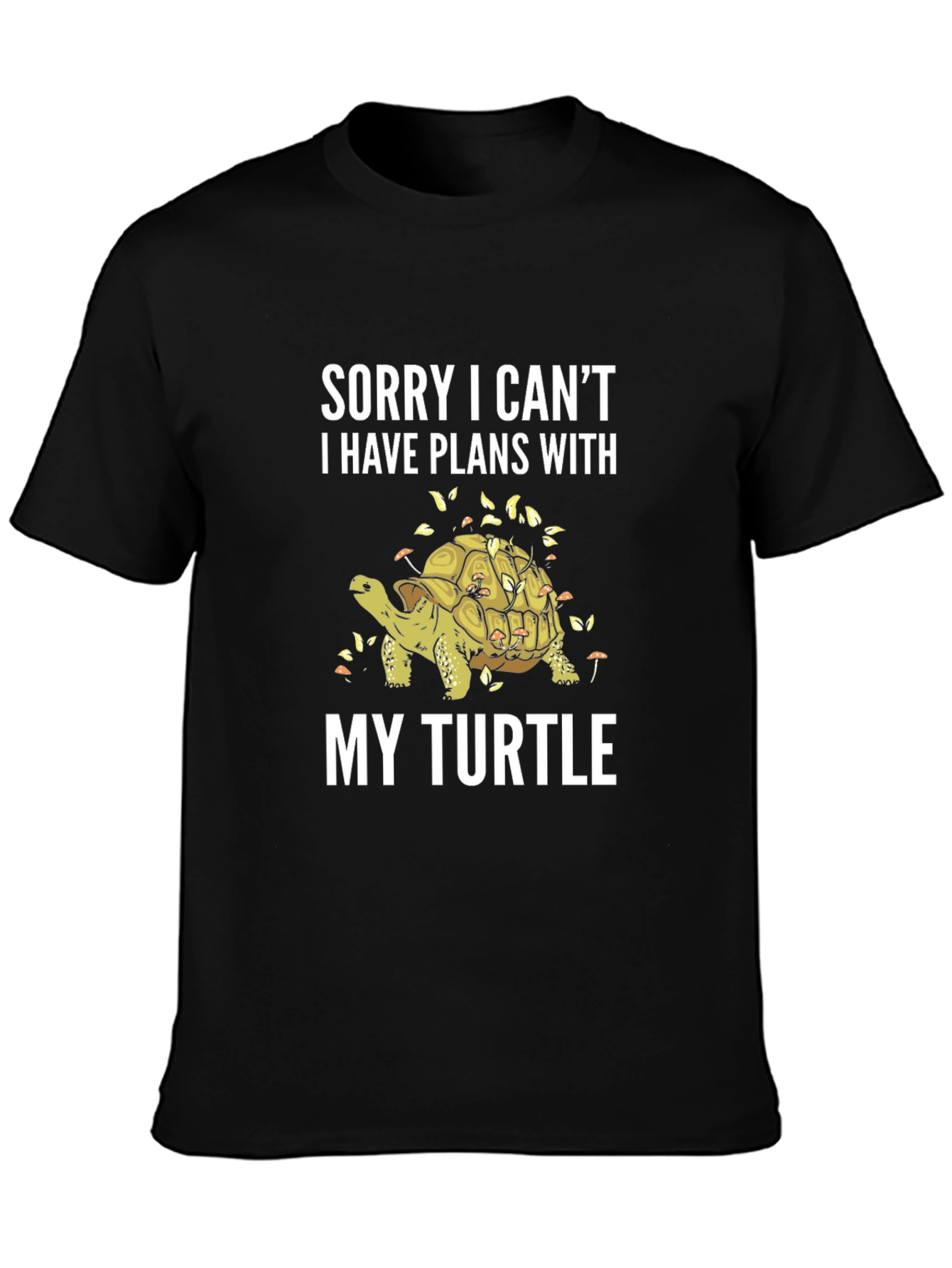 Black Sorry Plans With My Turtle Graphic Tee view 3