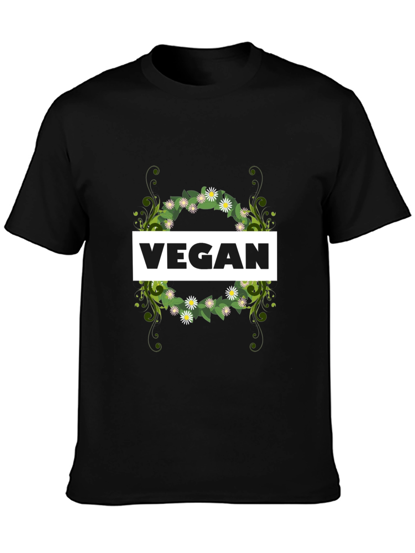 Black Vegan Floral Wreath Tee view 3
