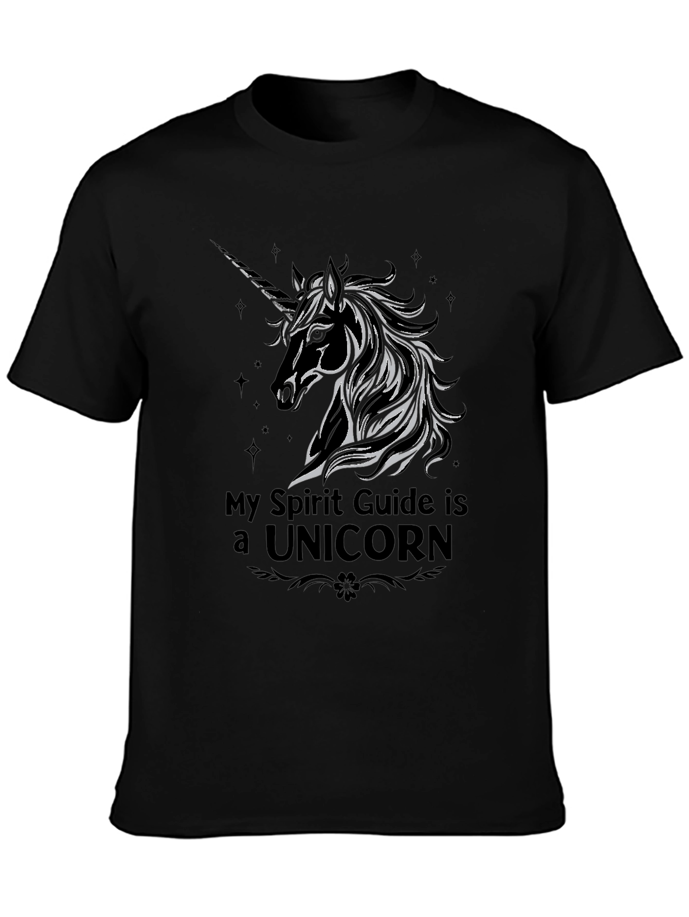 Black My Spirit Guide is a Unicorn Graphic T-Shirt view 3