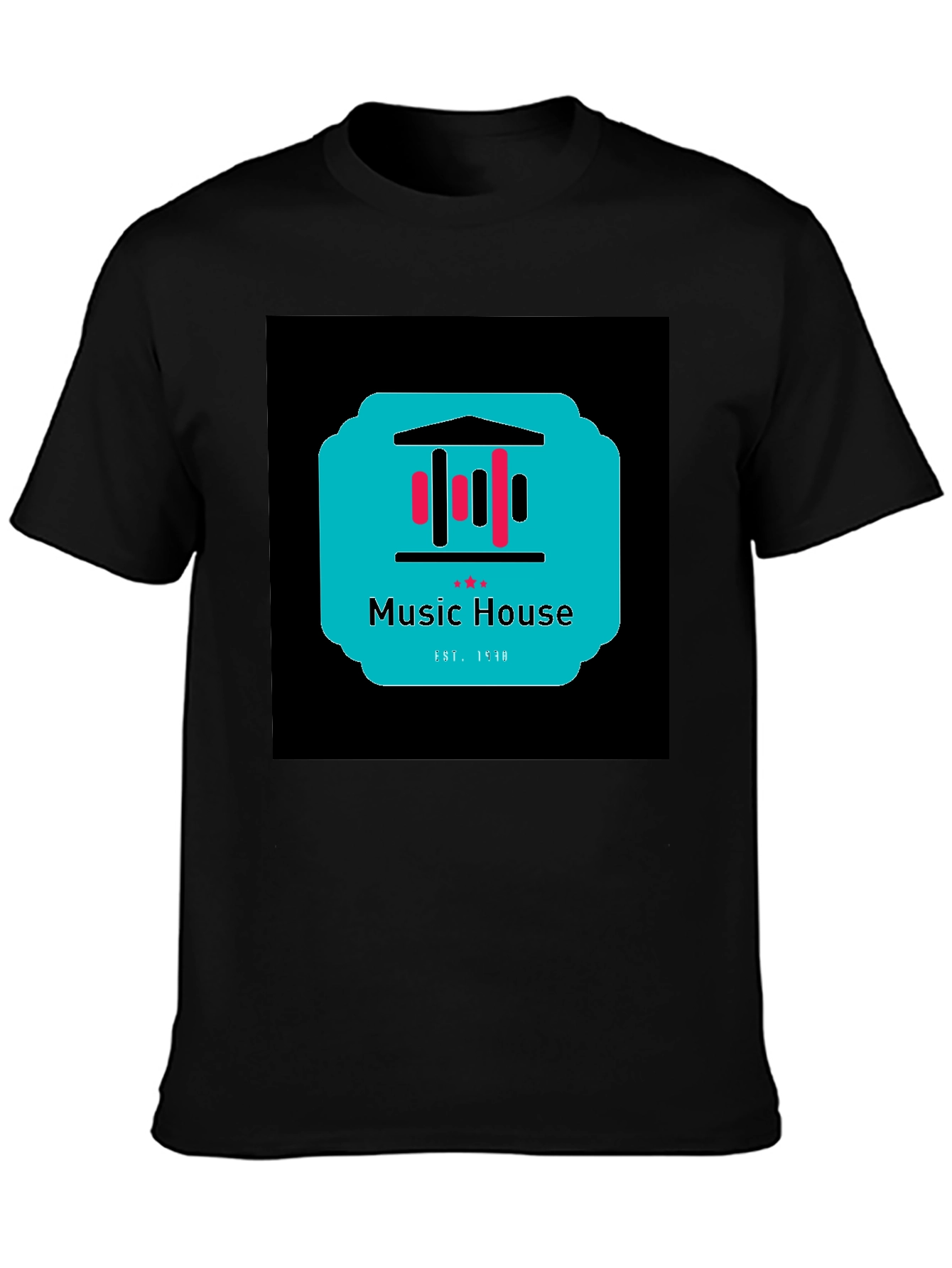 Black Music House Graphic Tee - Black Unisex T-Shirt view 3
