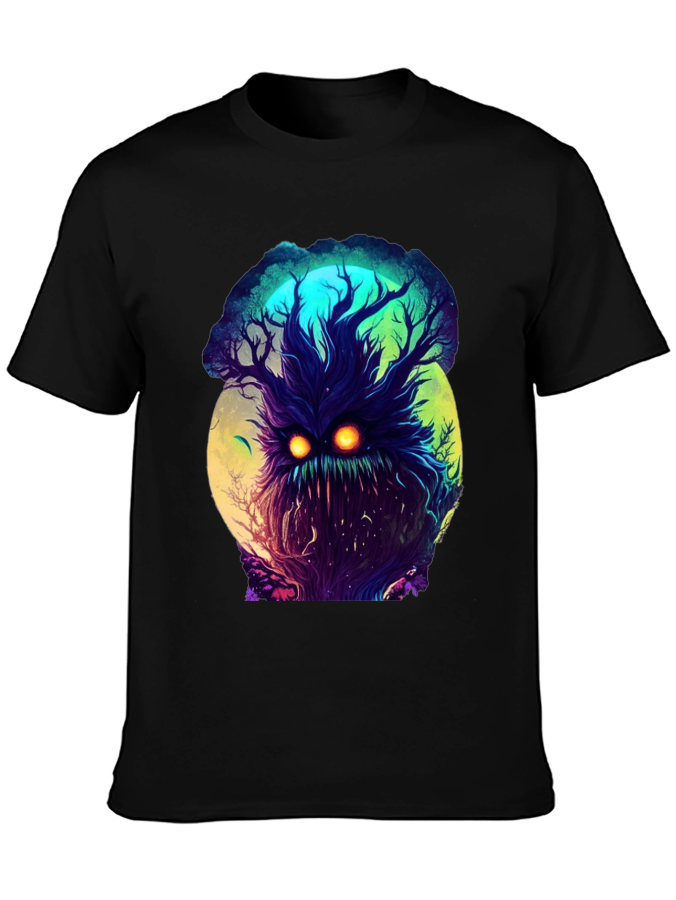 Black Mystic Tree Monster Graphic Tee - Black T-Shirt view 3