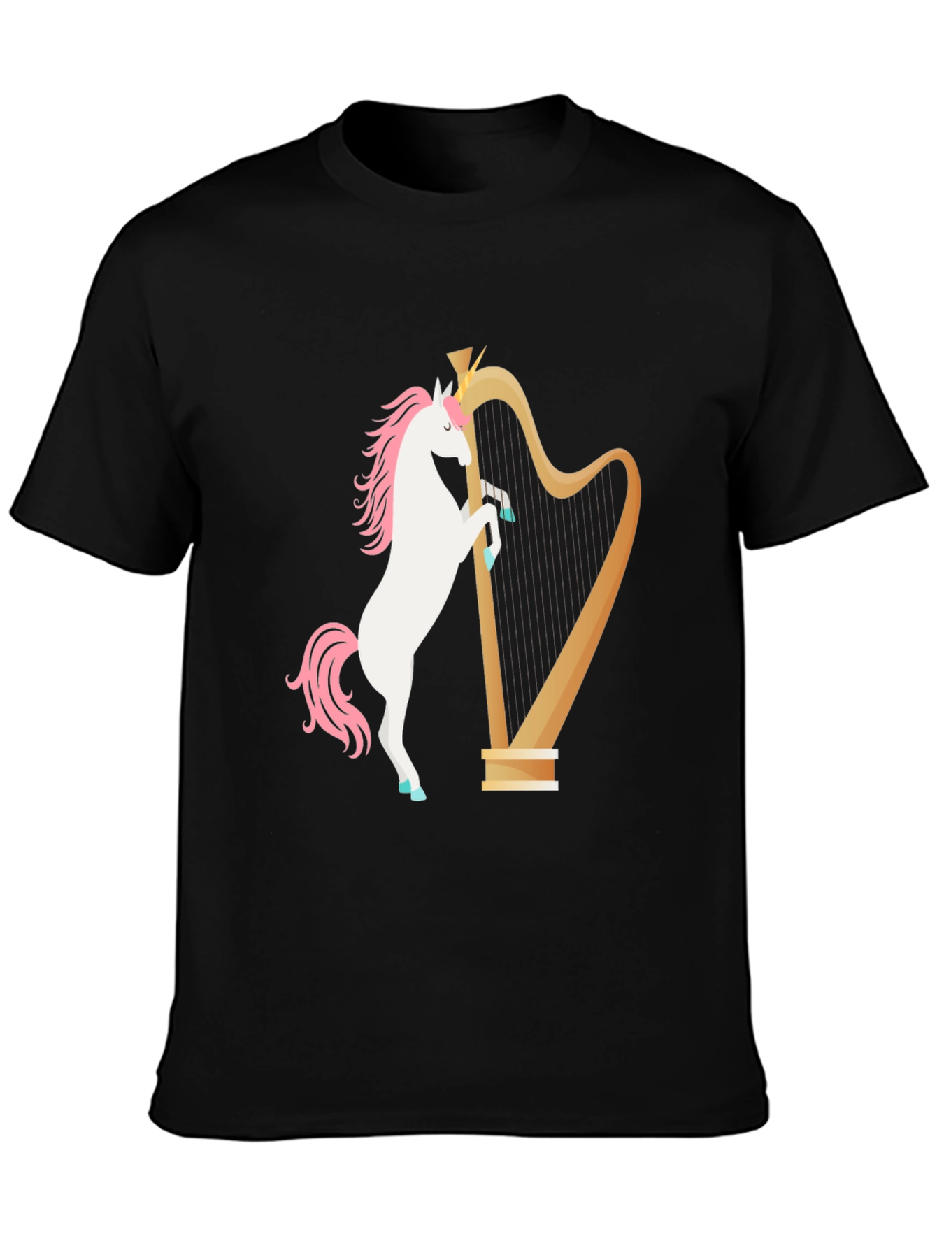 Black Unicorn Harp Graphic Tee - Black view 3
