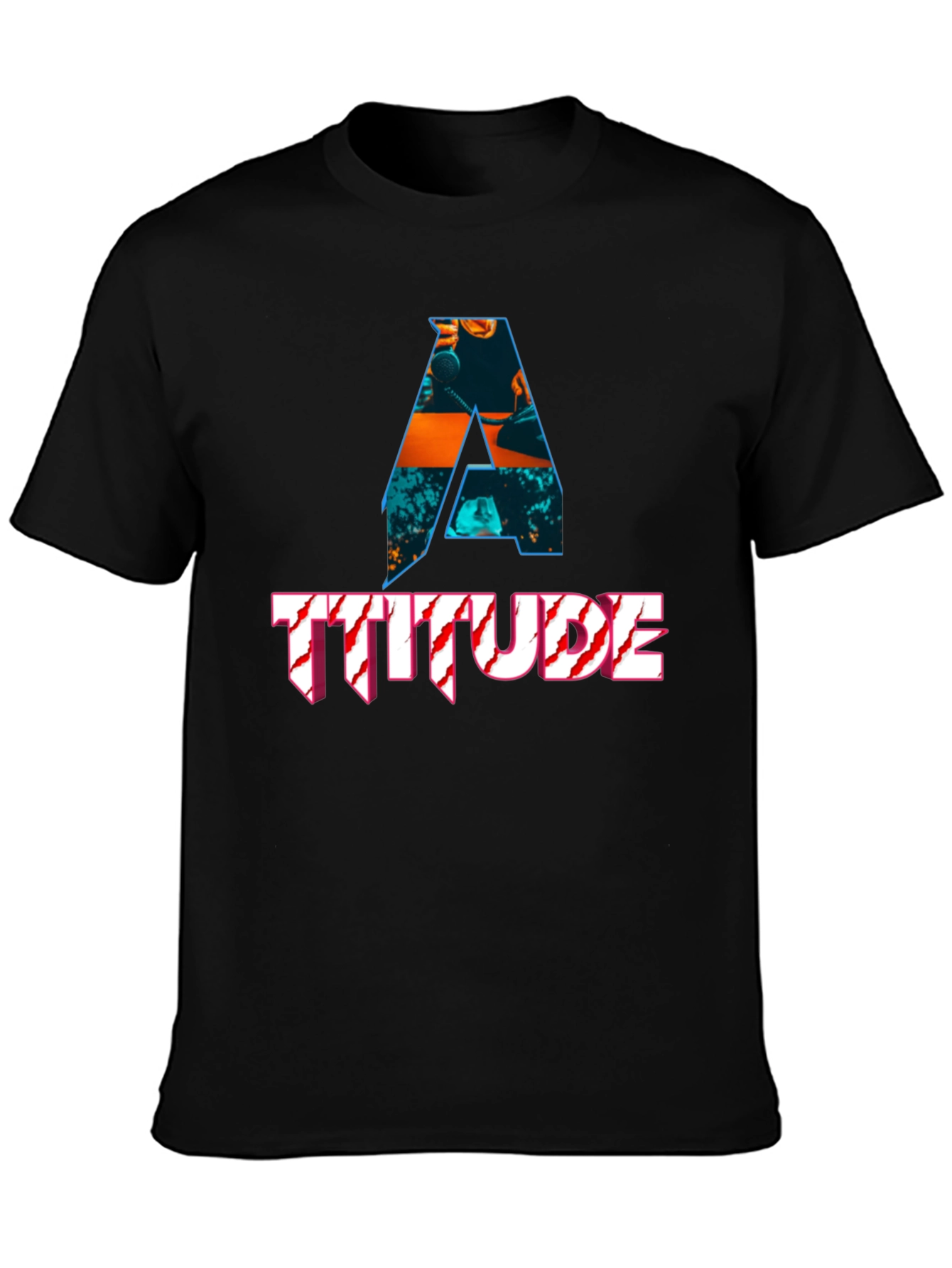 Black Attitude Graphic Print Black T-Shirt view 3
