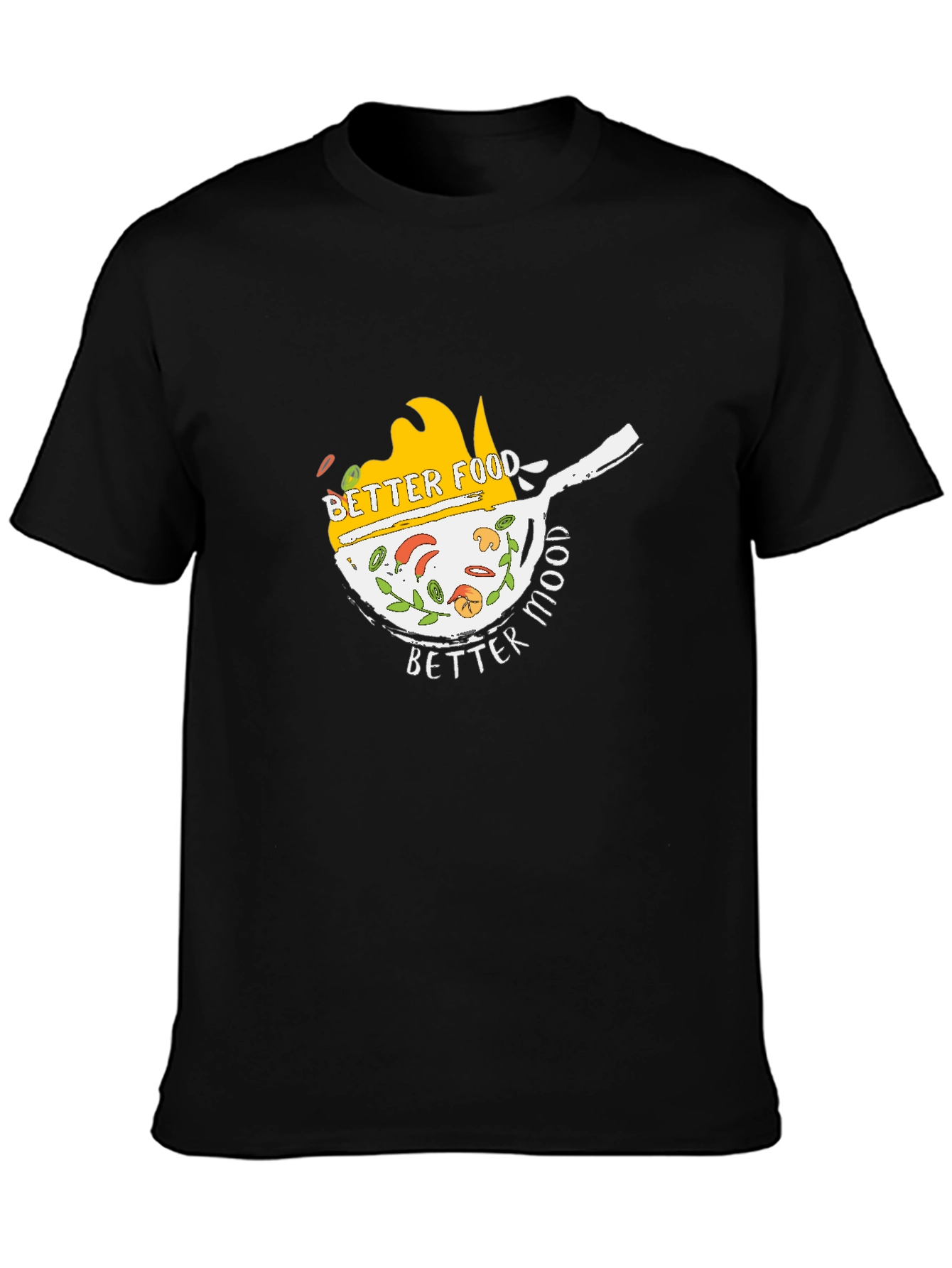 Black Better Food Better Mood Black T-Shirt view 3