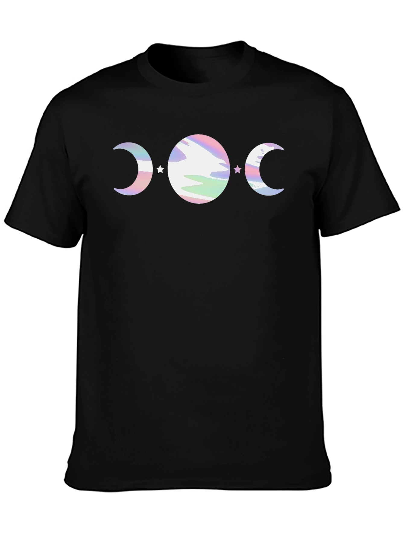Black Mystic Moon Phase Graphic Tee - Black Cotton Blend view 3