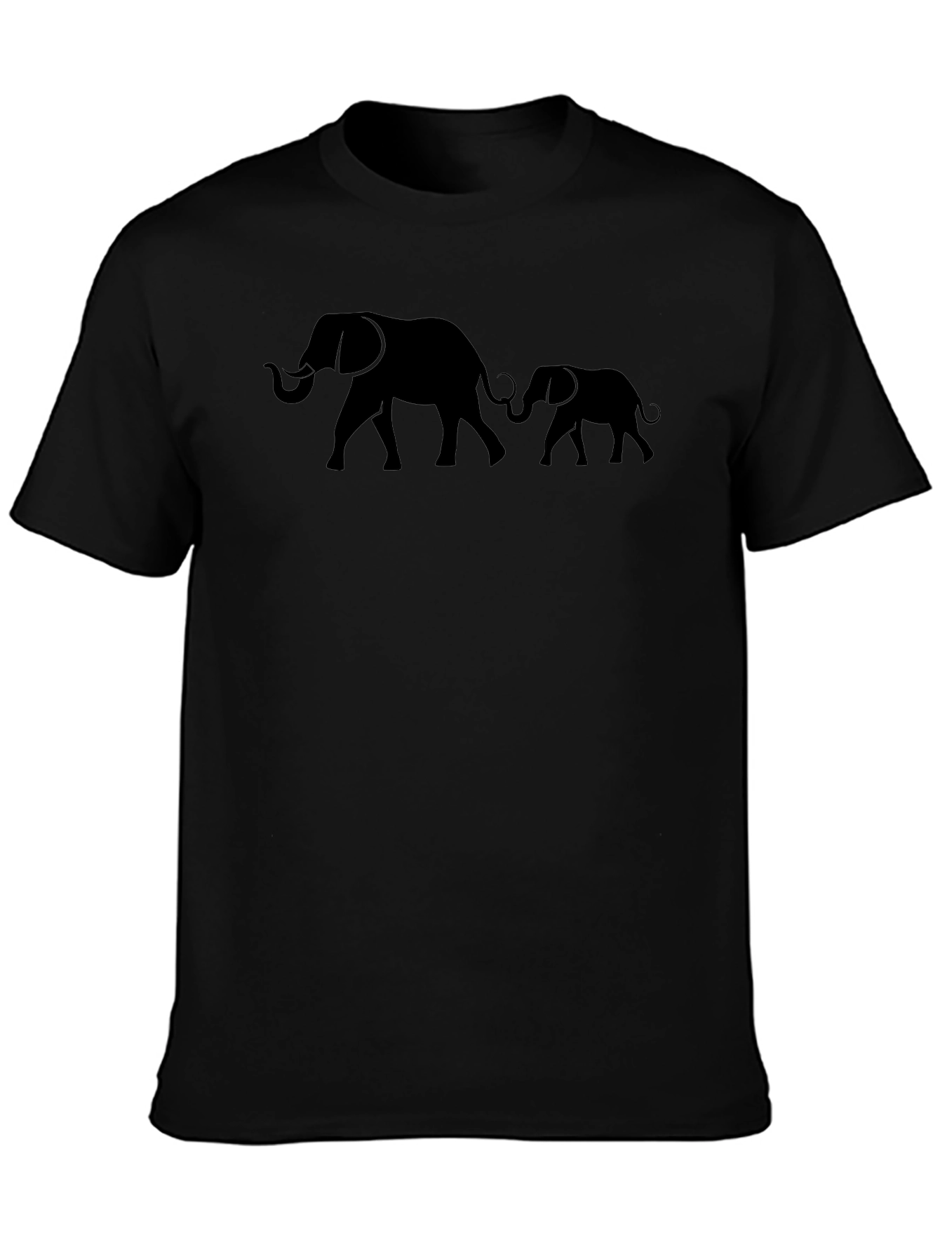 Black Elephant Family Black Graphic Tee view 3
