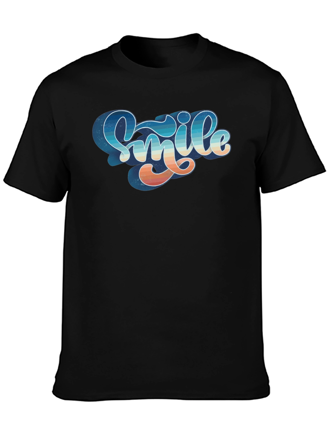 Black Retro Smile Graphic Black Tee view 3
