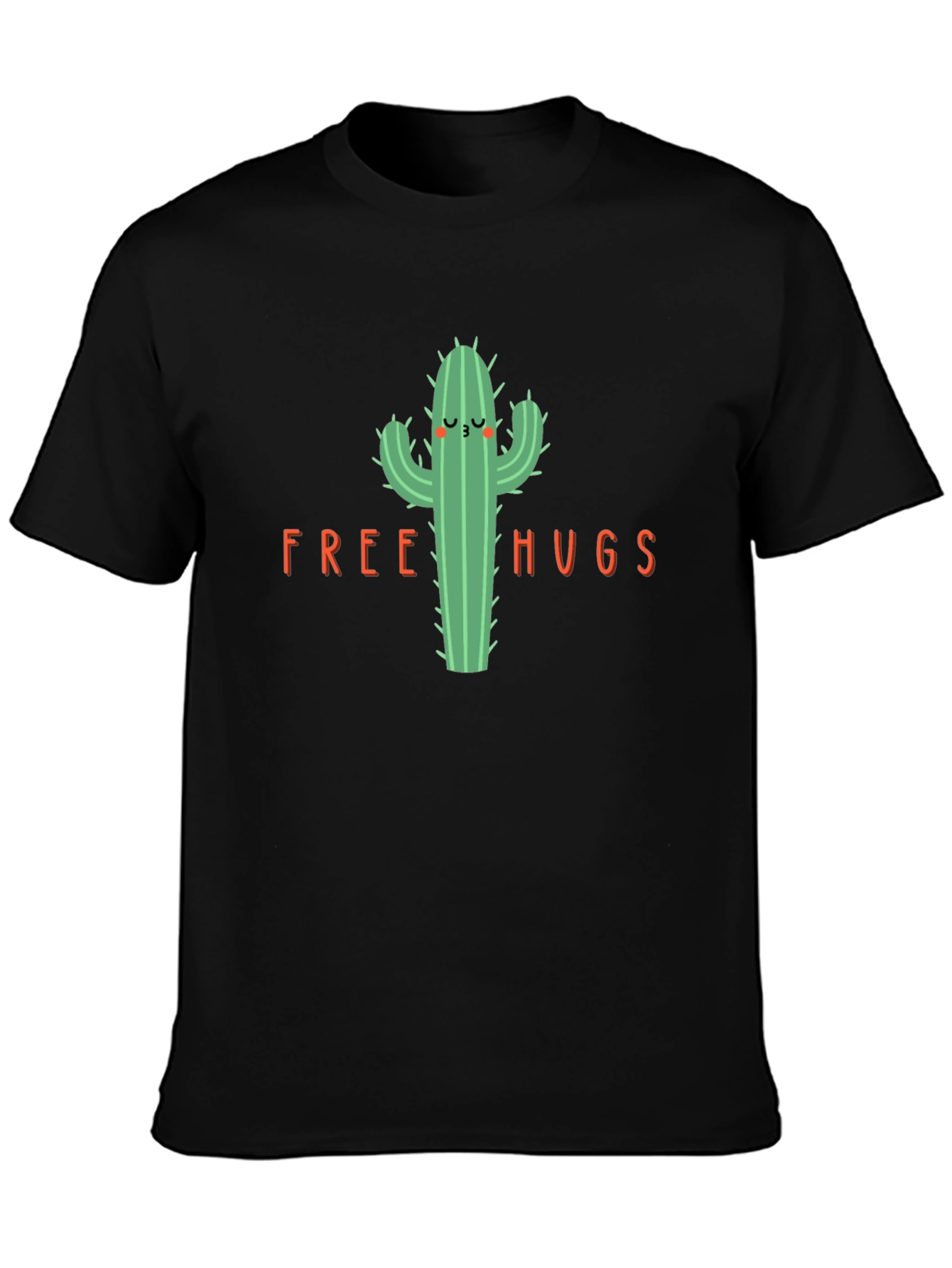 Black Cactus Free Hugs Graphic T-Shirt view 3