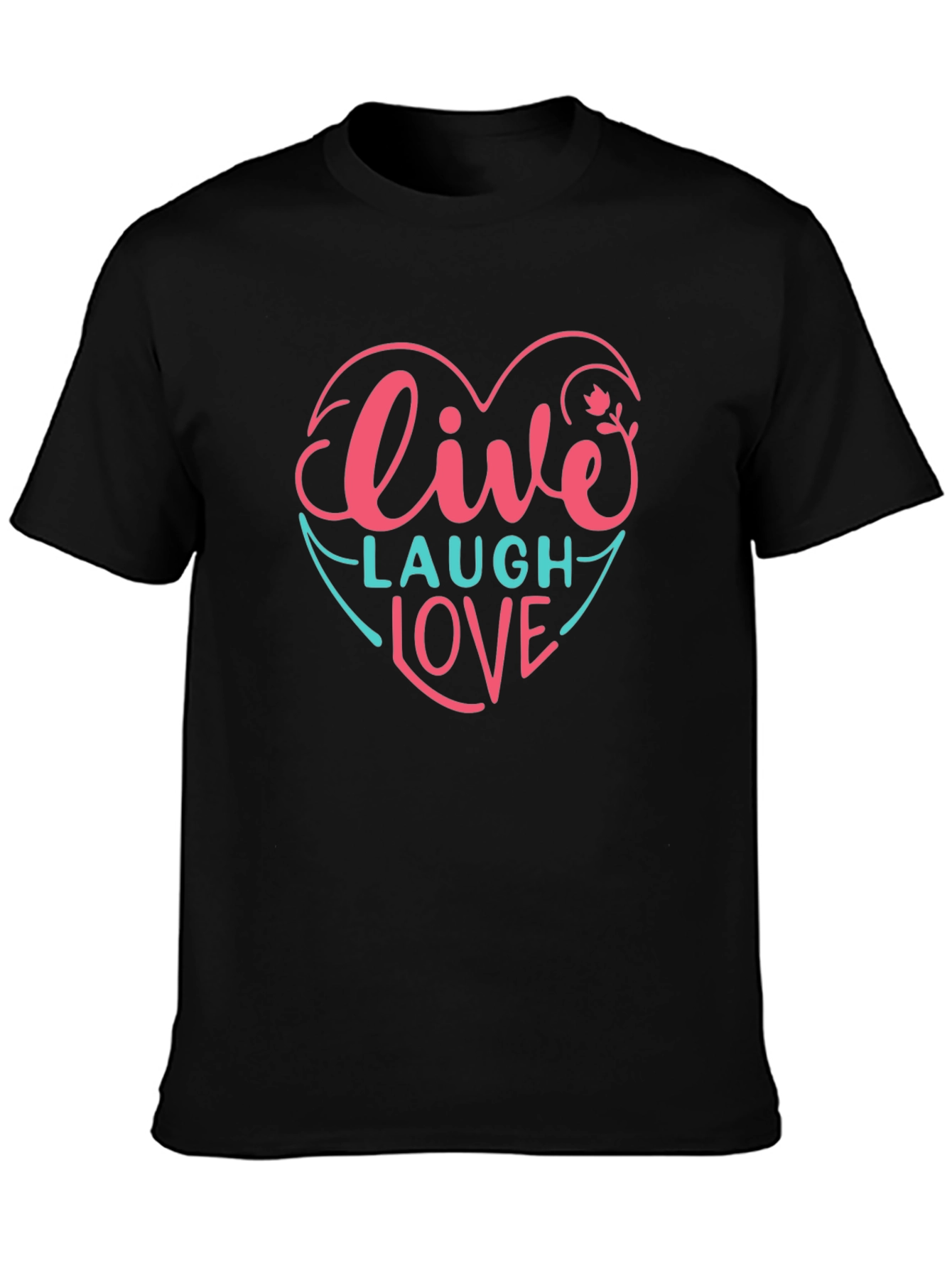 Black Live Laugh Love Heart T-Shirt view 3