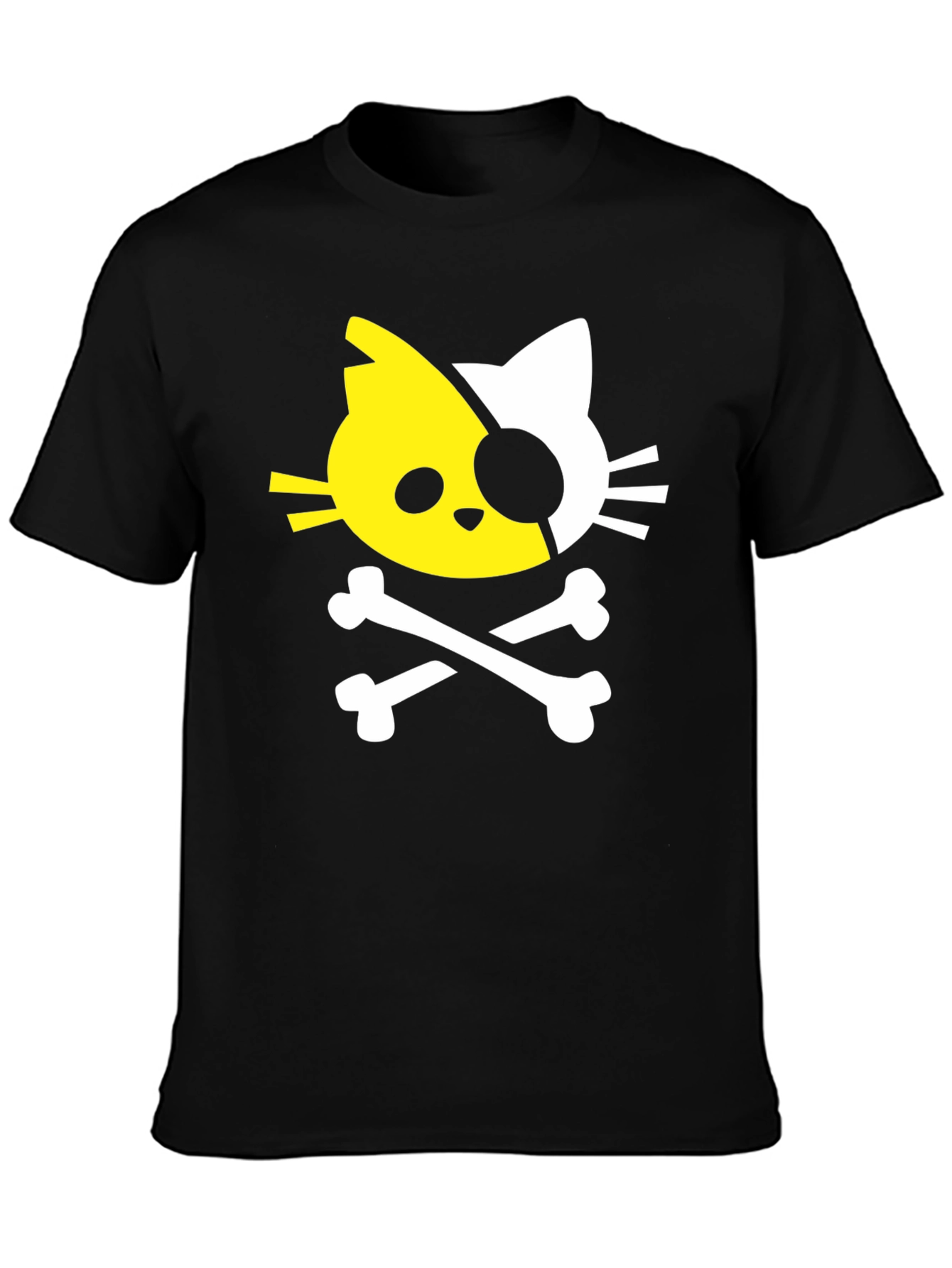 Black Cat Pirate T-Shirt - Unique Skull & Crossbones Design view 3