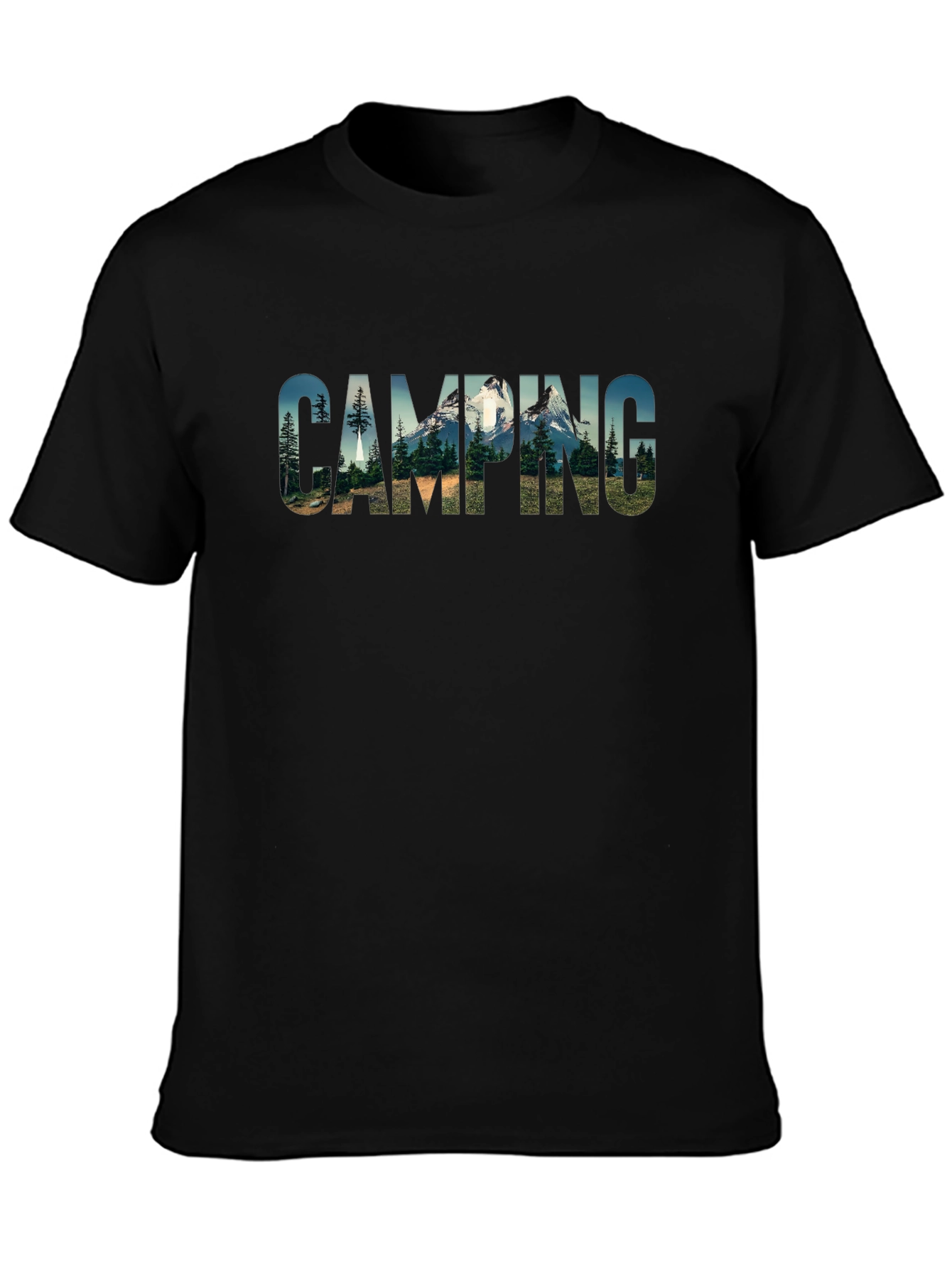 Black Camping Graphic T-Shirt - Outdoor Adventure Tee view 3