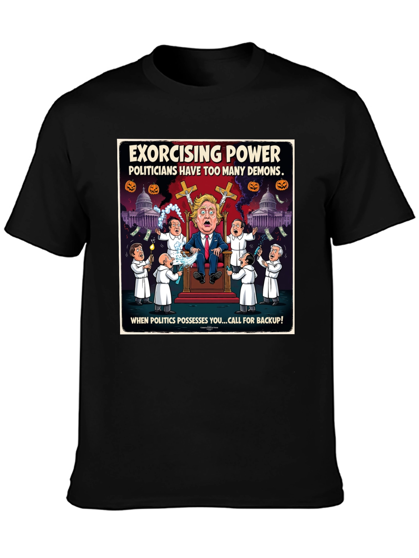 Black Exorcising Power Graphic T-Shirt view 3
