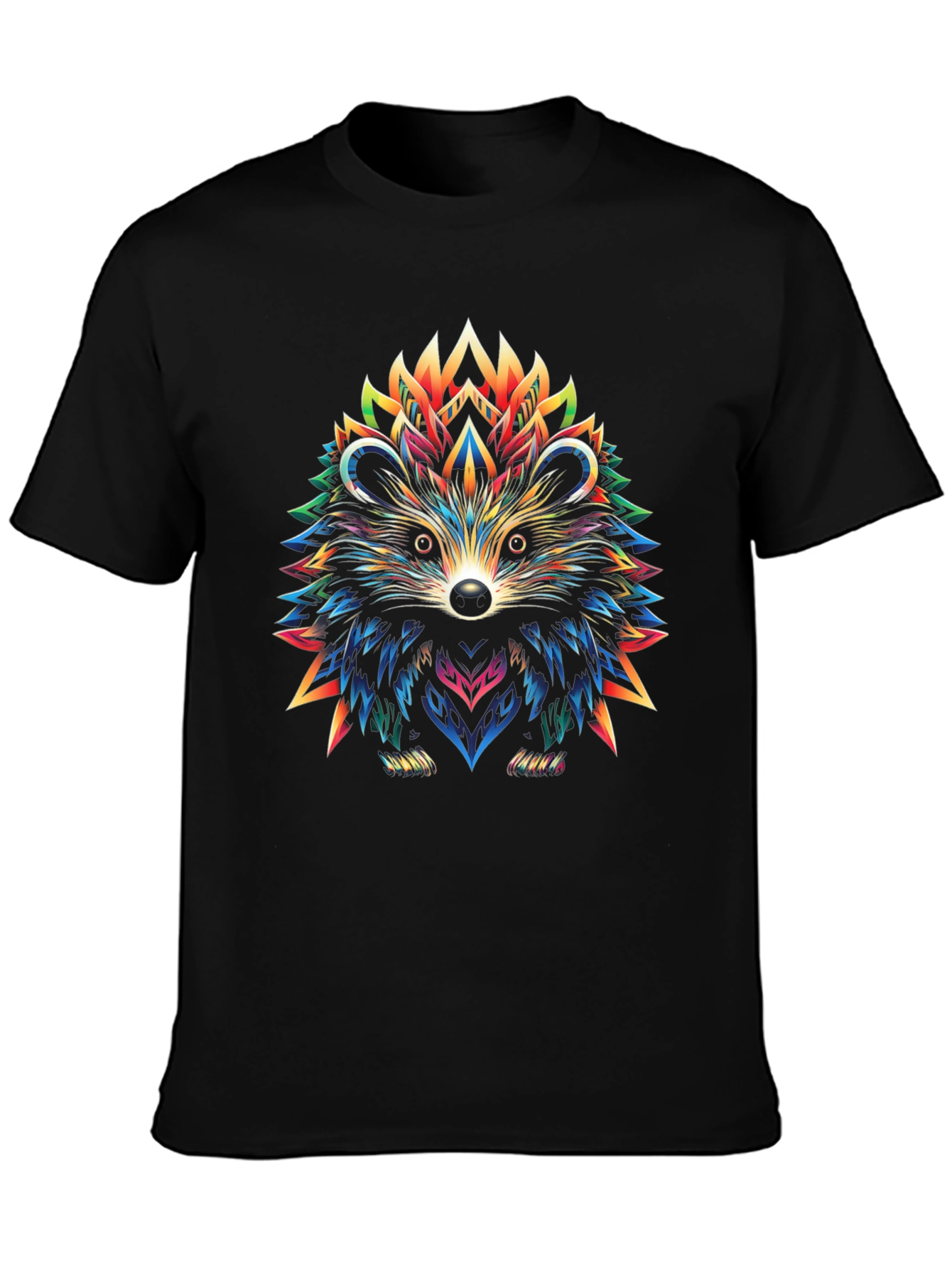 Black Vibrant Hedgehog Graphic Tee - Unique Art Design view 3