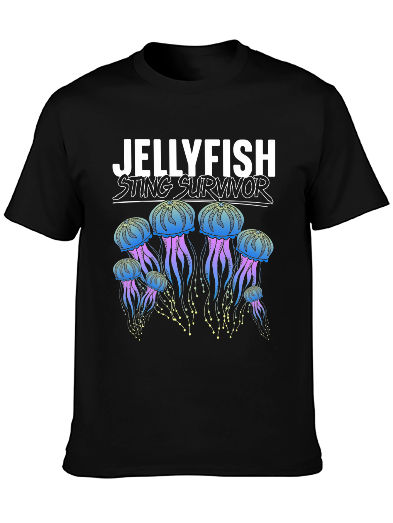 Black Jellyfish Sting Survivor Graphic T-Shirt view 3