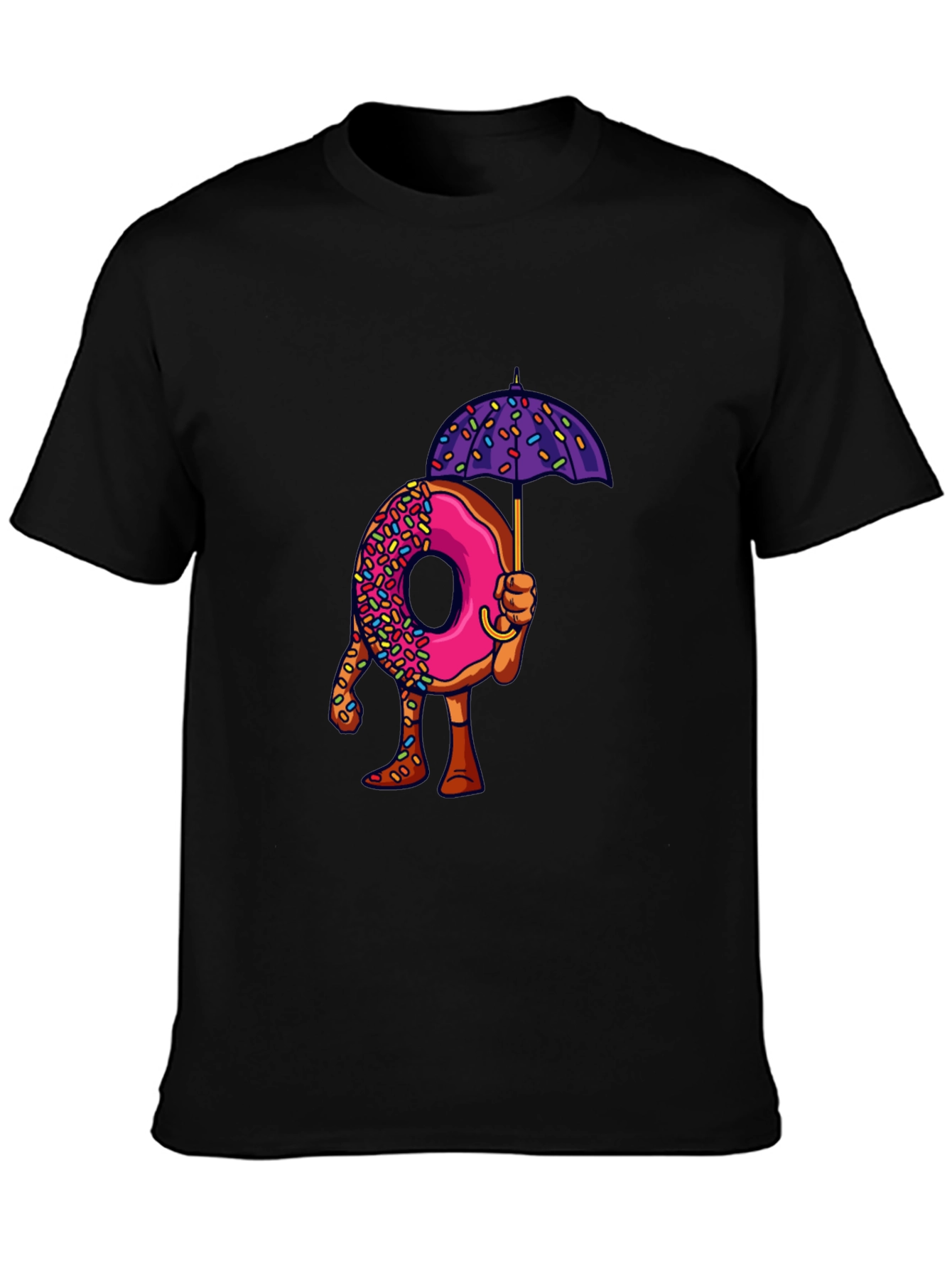 Black Donut Umbrella Graphic Tee - Unique Novelty Design view 3