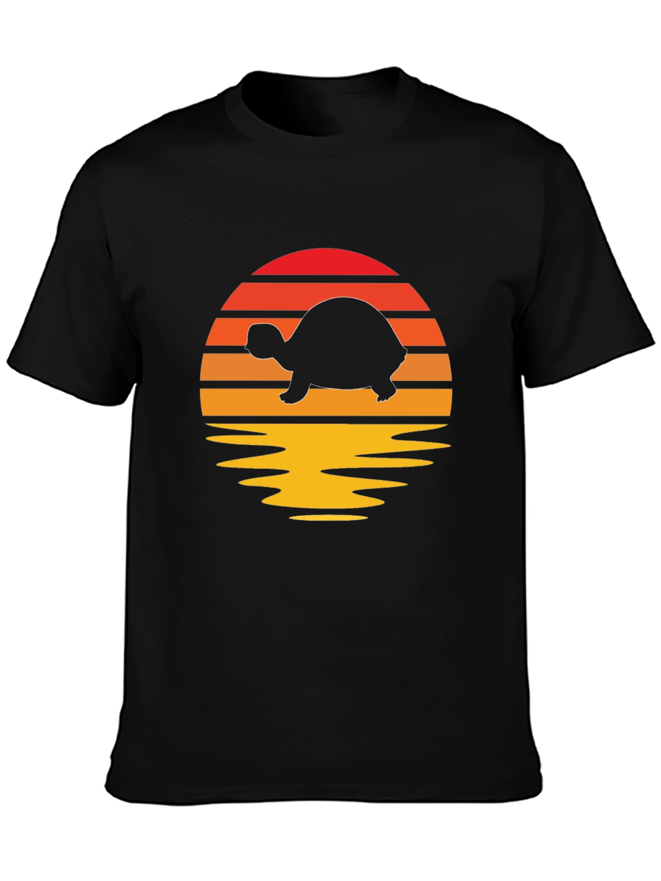 Black Turtle Sunset Graphic Tee - Retro Style Shirt view 3