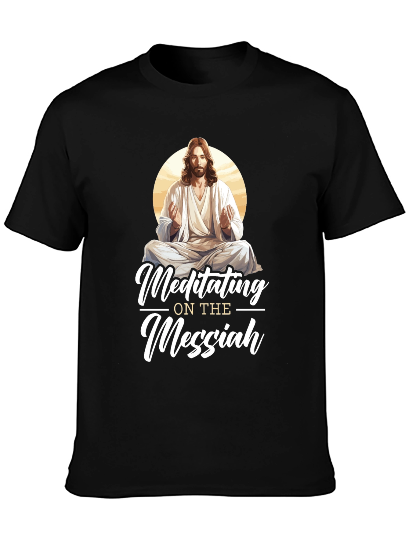 Black Meditating Messiah T-Shirt - Spiritual Comfort view 3