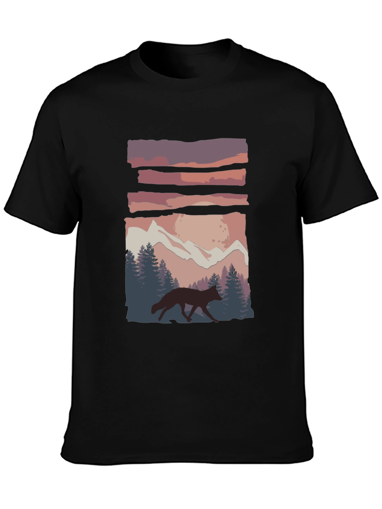 Black Wolf in the Wilderness Graphic Tee view 3