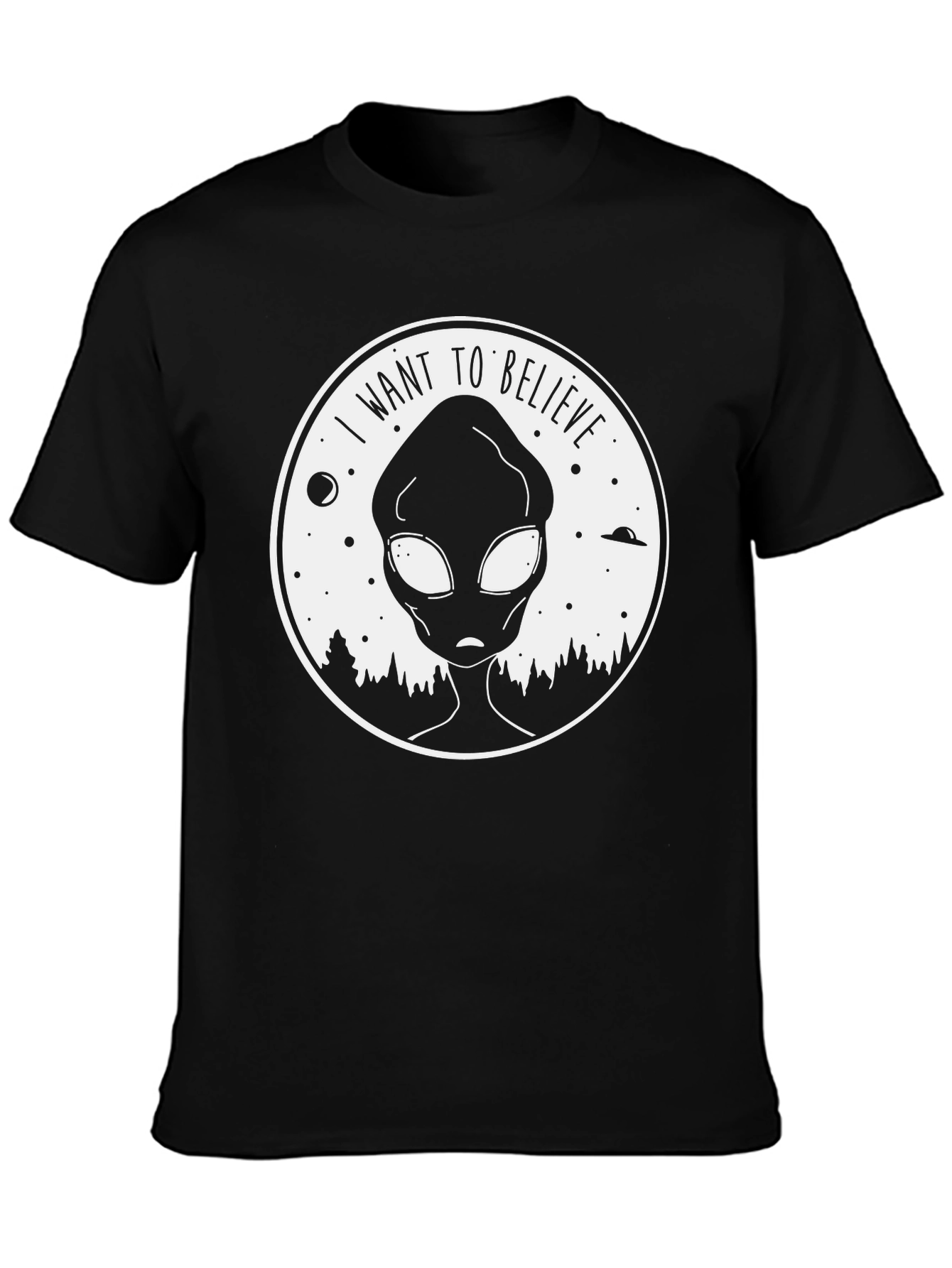 Black I Want To Believe Alien T-Shirt view 3
