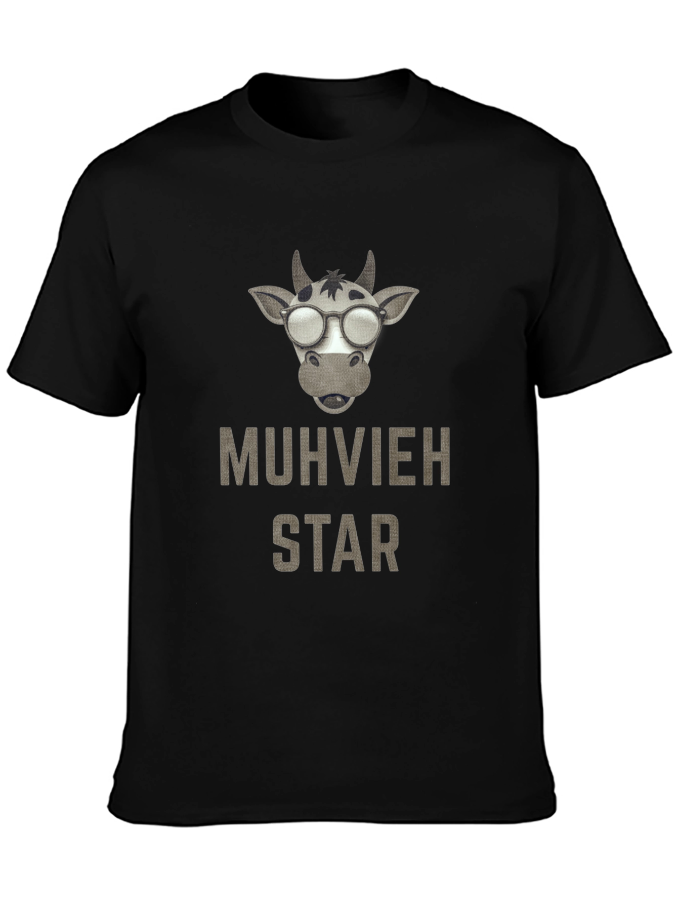 Black Muhvieh Star Cow T-Shirt - Black Cotton Tee view 3