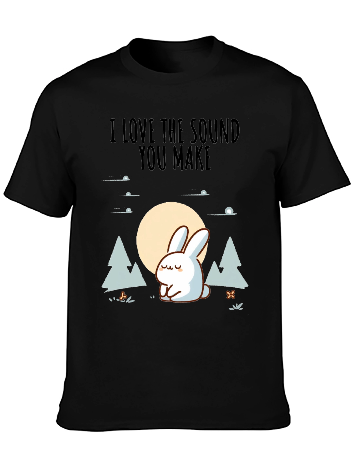 Black Cute Rabbit Graphic Tee - "I Love the Sound You Make" view 3