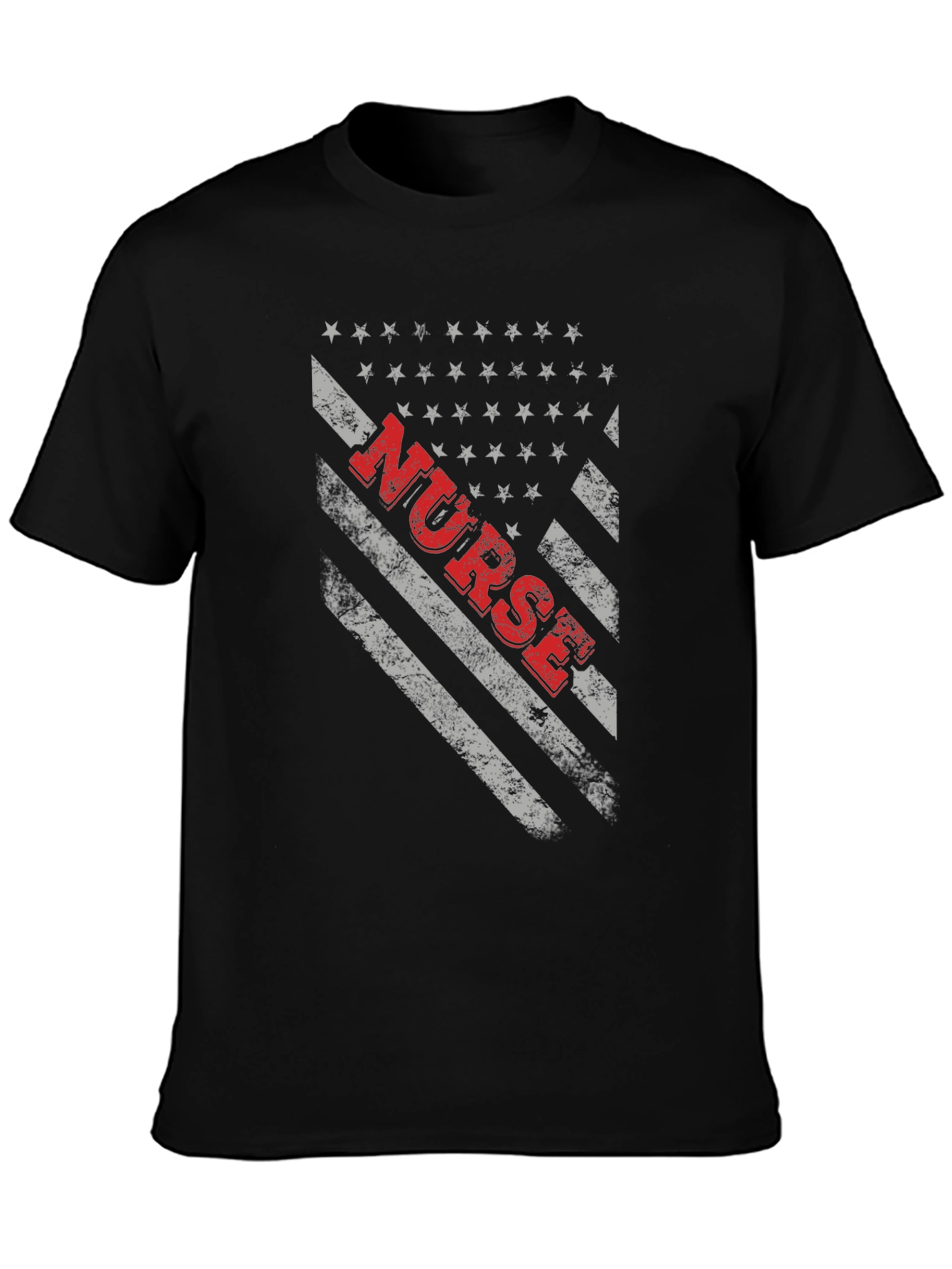 Black Nurse American Flag T-Shirt - Patriotic Healthcare Tee view 3