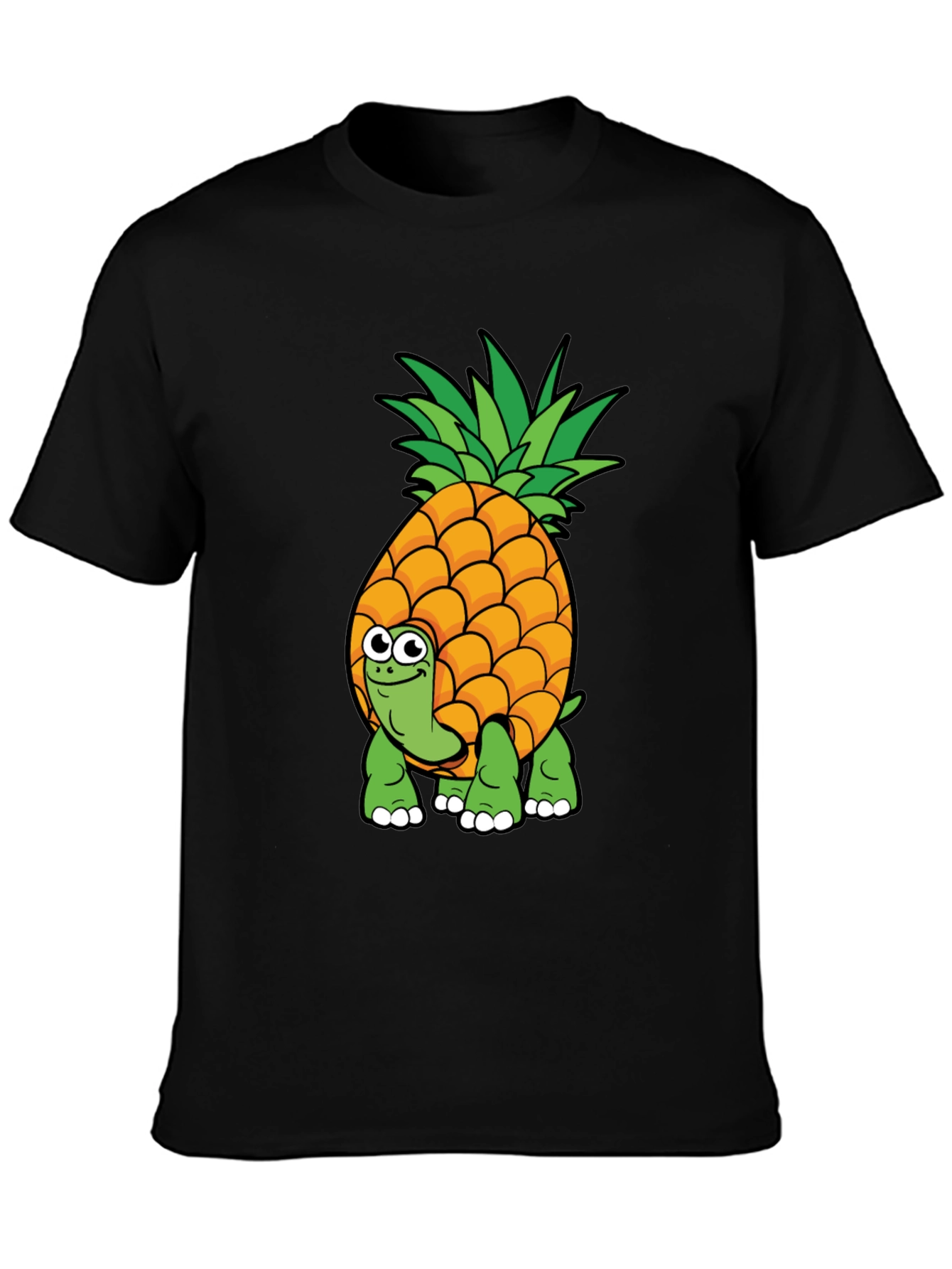 Black Pineapple Turtle Graphic Tee - Novelty Cartoon Shirt view 3