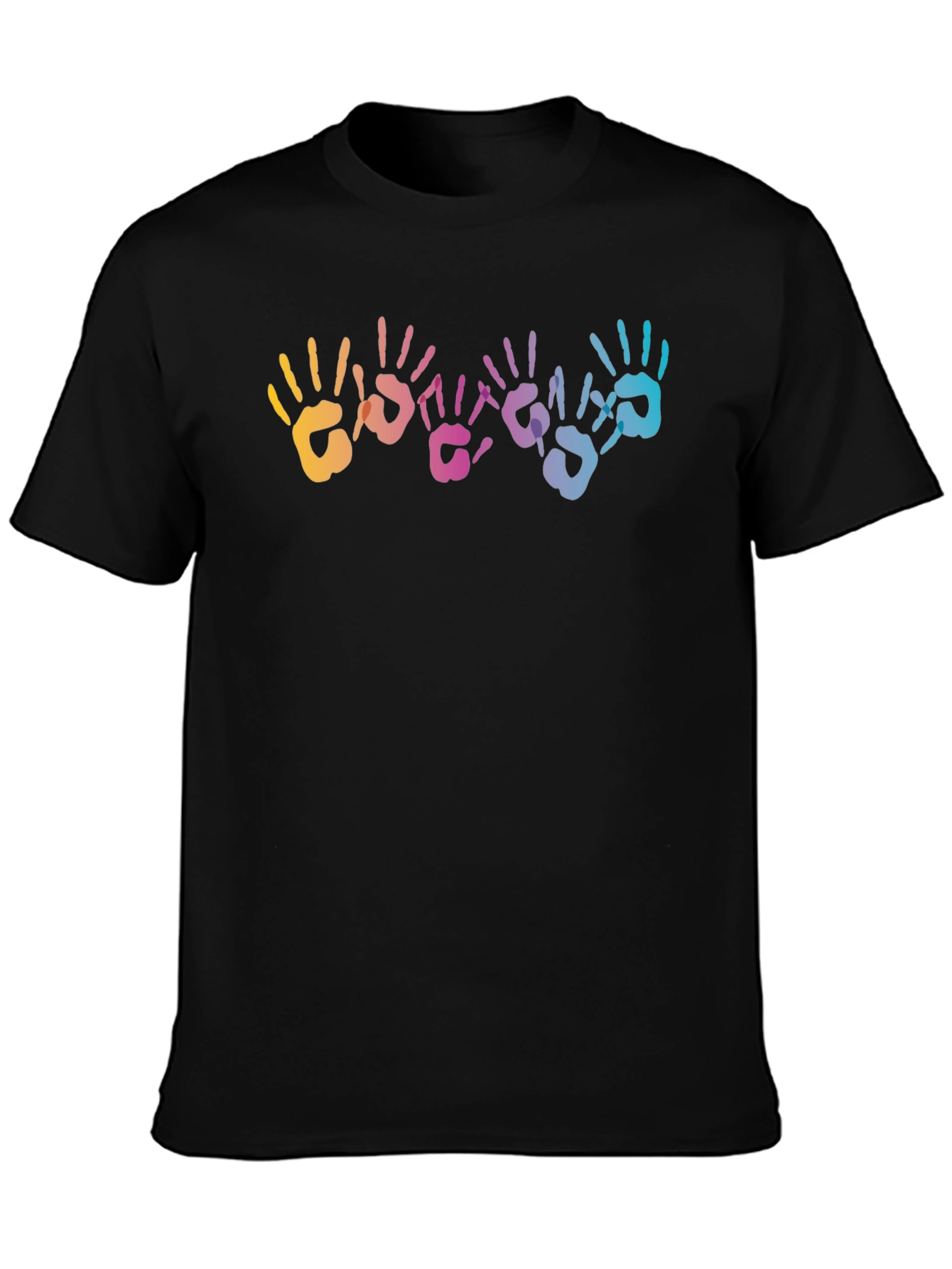 Black Rainbow Handprint Graphic T-Shirt - Black view 3