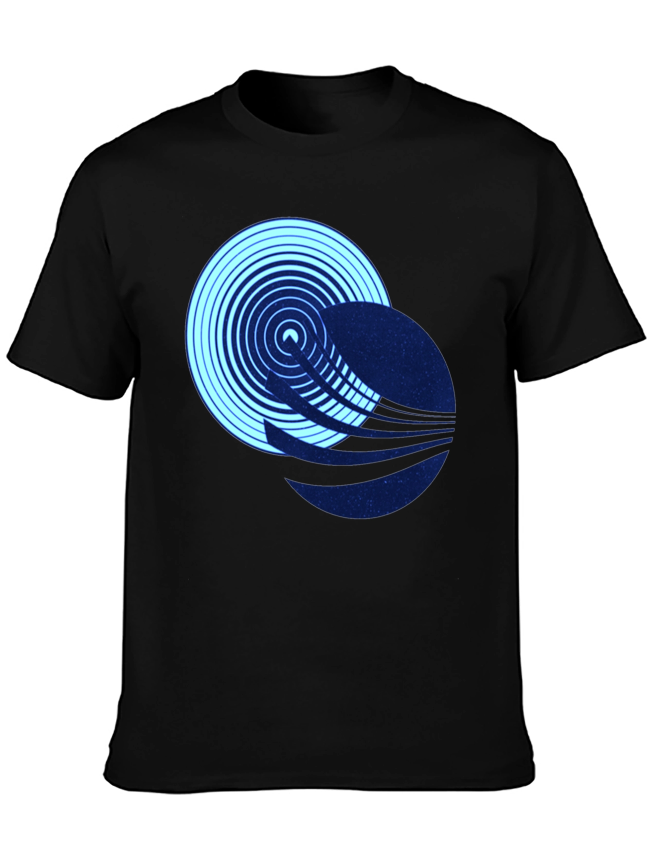 Black Abstract Circle Graphic Tee - Black Cotton Blend T-Shirt view 3