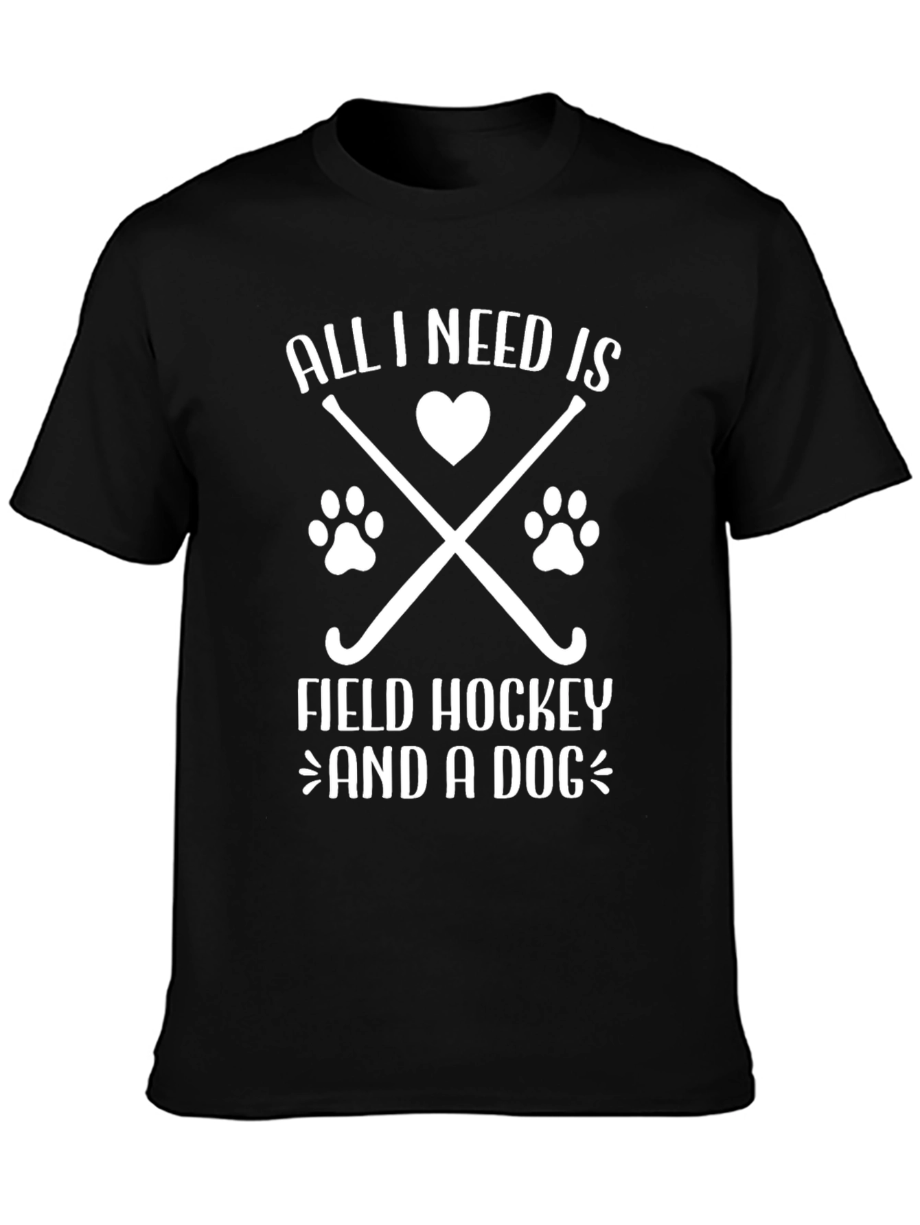 Black Field Hockey & Dog Lover T-Shirt view 3