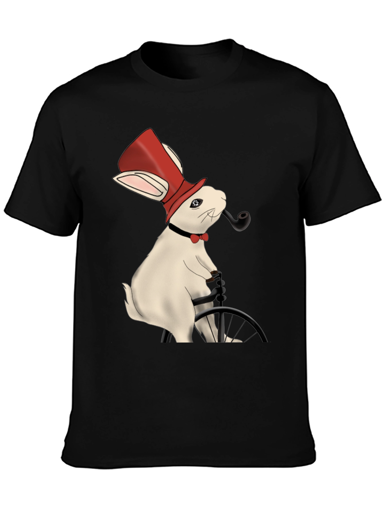 Black Rabbit Gentleman T-Shirt - Unique Design view 3