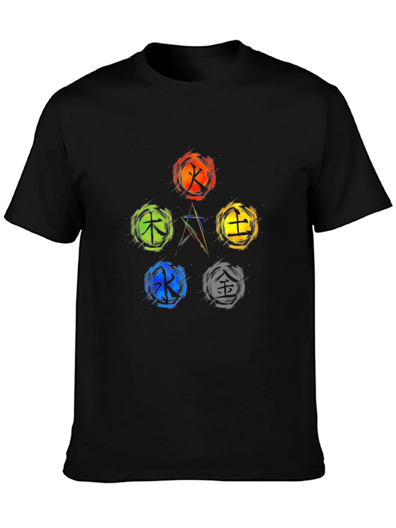 Black Five Elements Symbol T-Shirt view 3