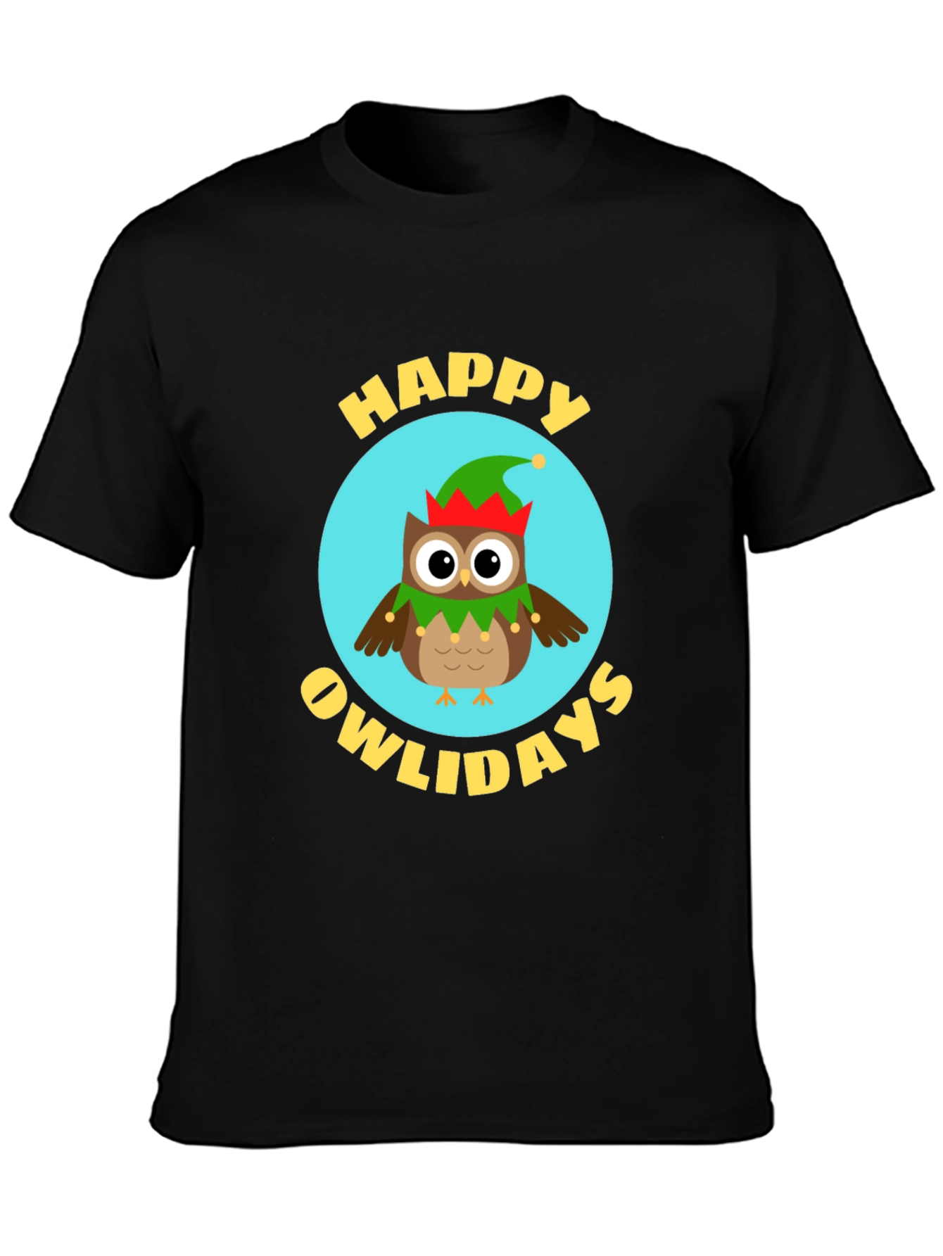 Black Happy Owlidays T-Shirt view 3