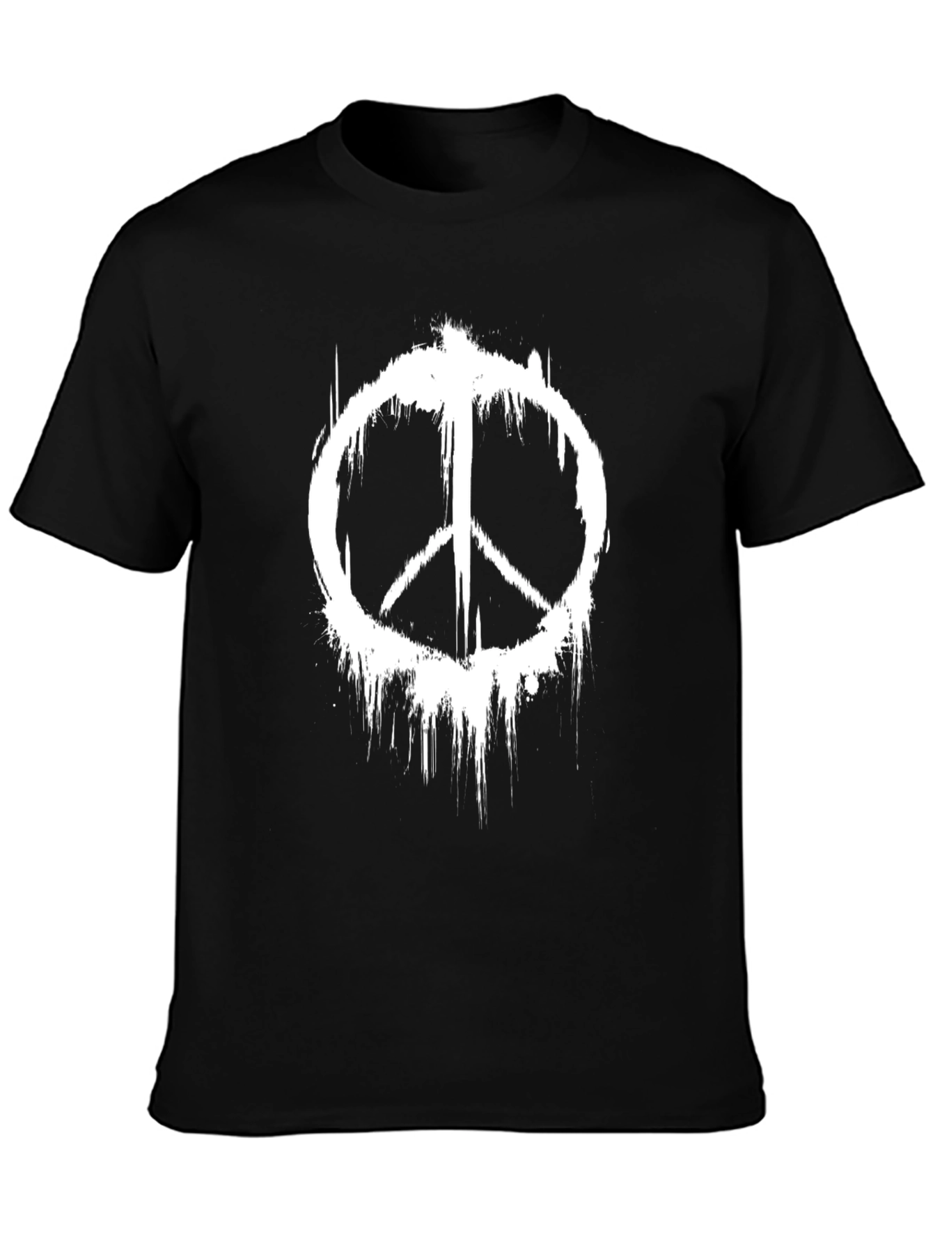 Black Peace Symbol Distressed Graphic T-Shirt view 3