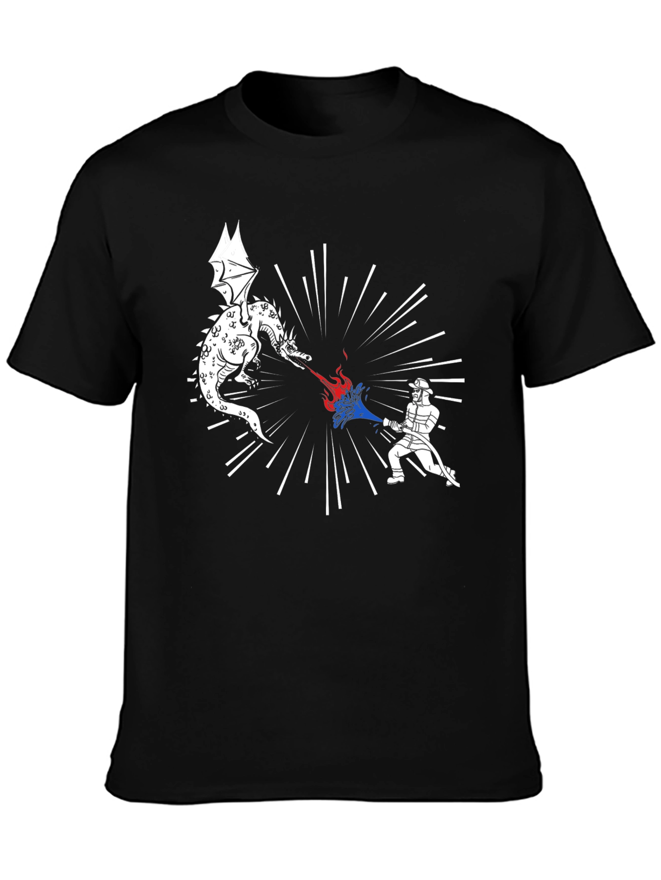 Black Dragon vs Firefighter Graphic Tee - Black view 3