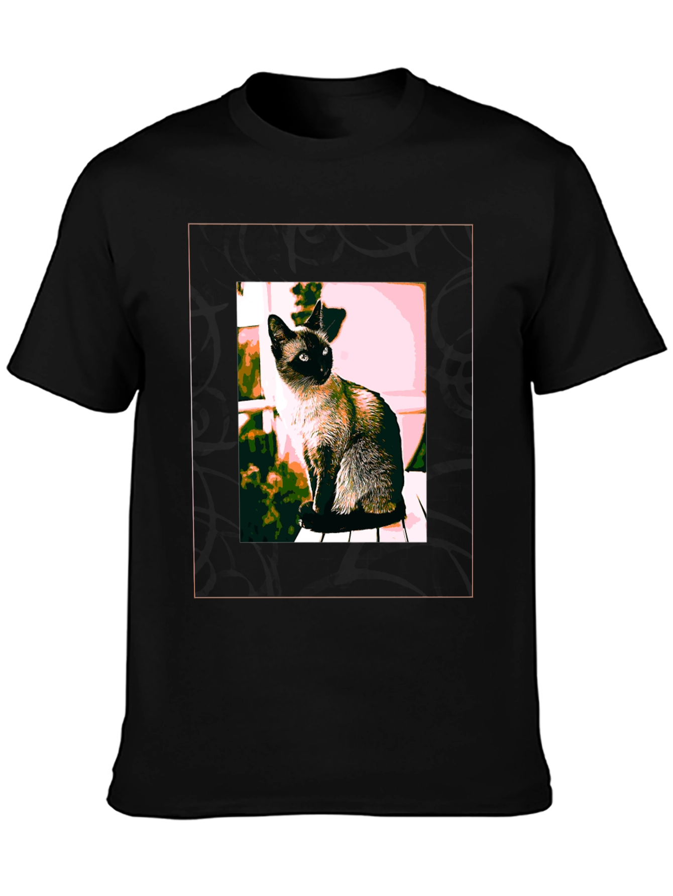 Black Siamese Cat Graphic T-Shirt view 3