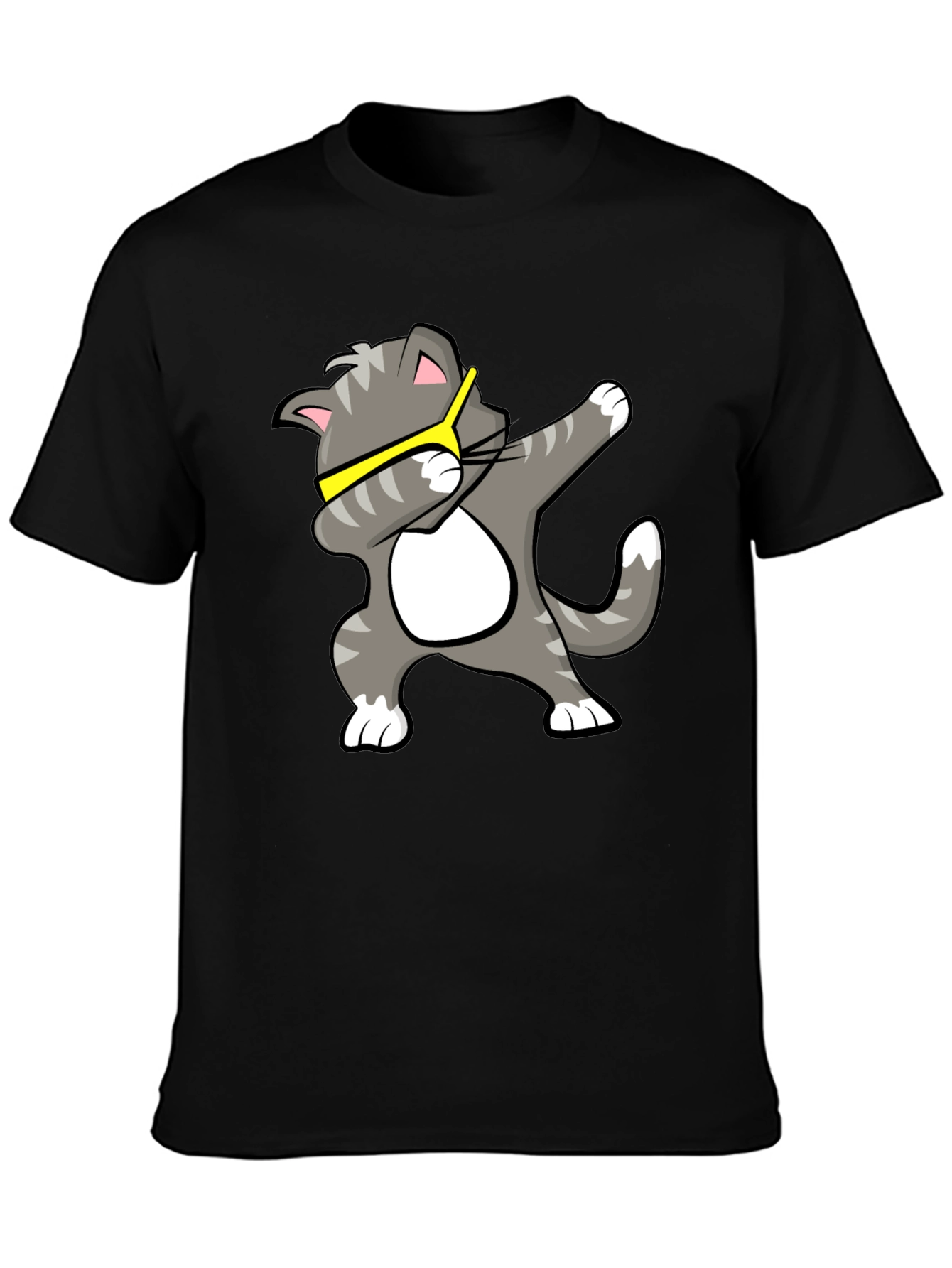 Black Cool Cat Dab T-Shirt - Black view 3