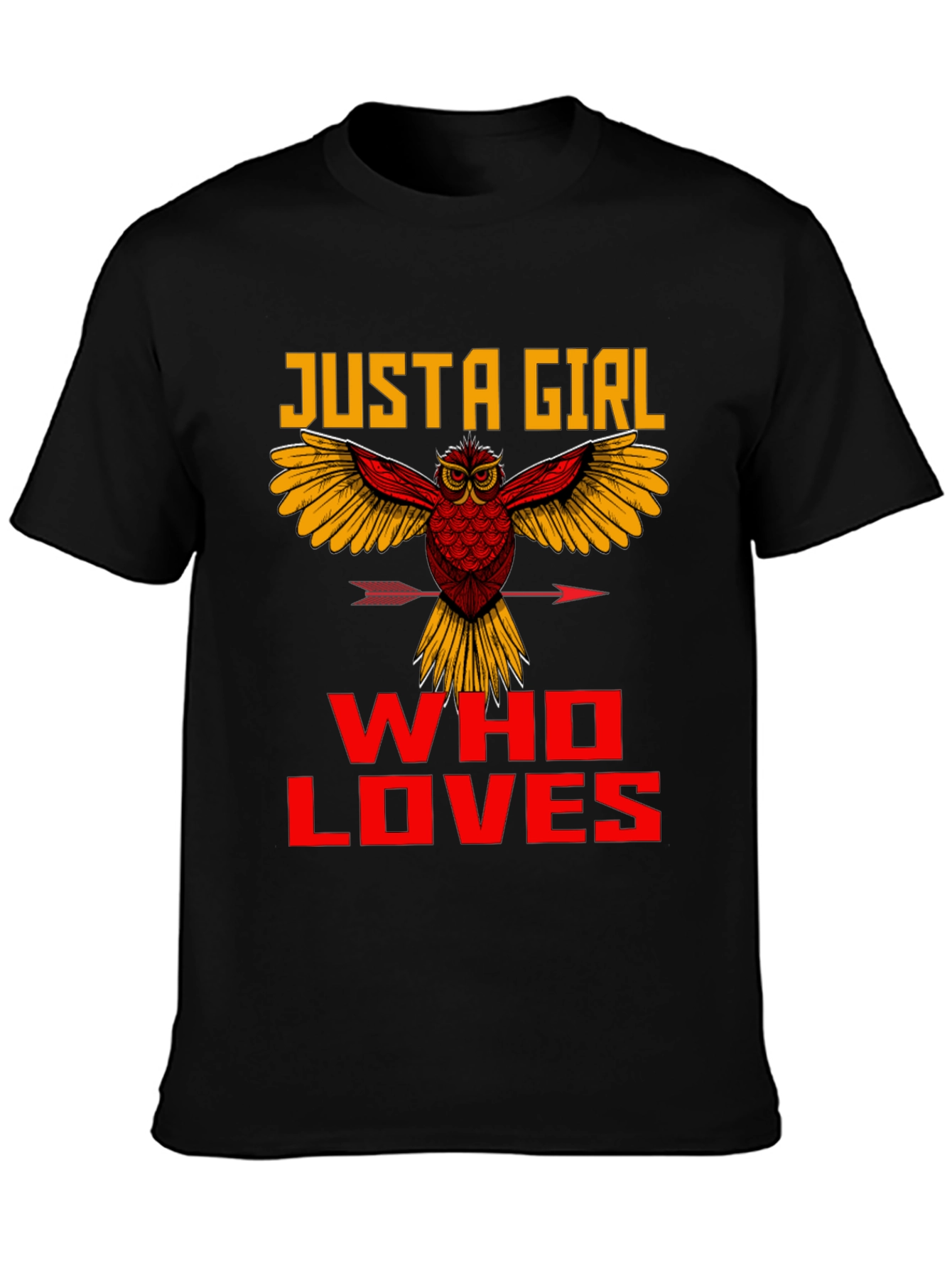 Black Just A Girl Who Loves Owls Graphic Tee view 3