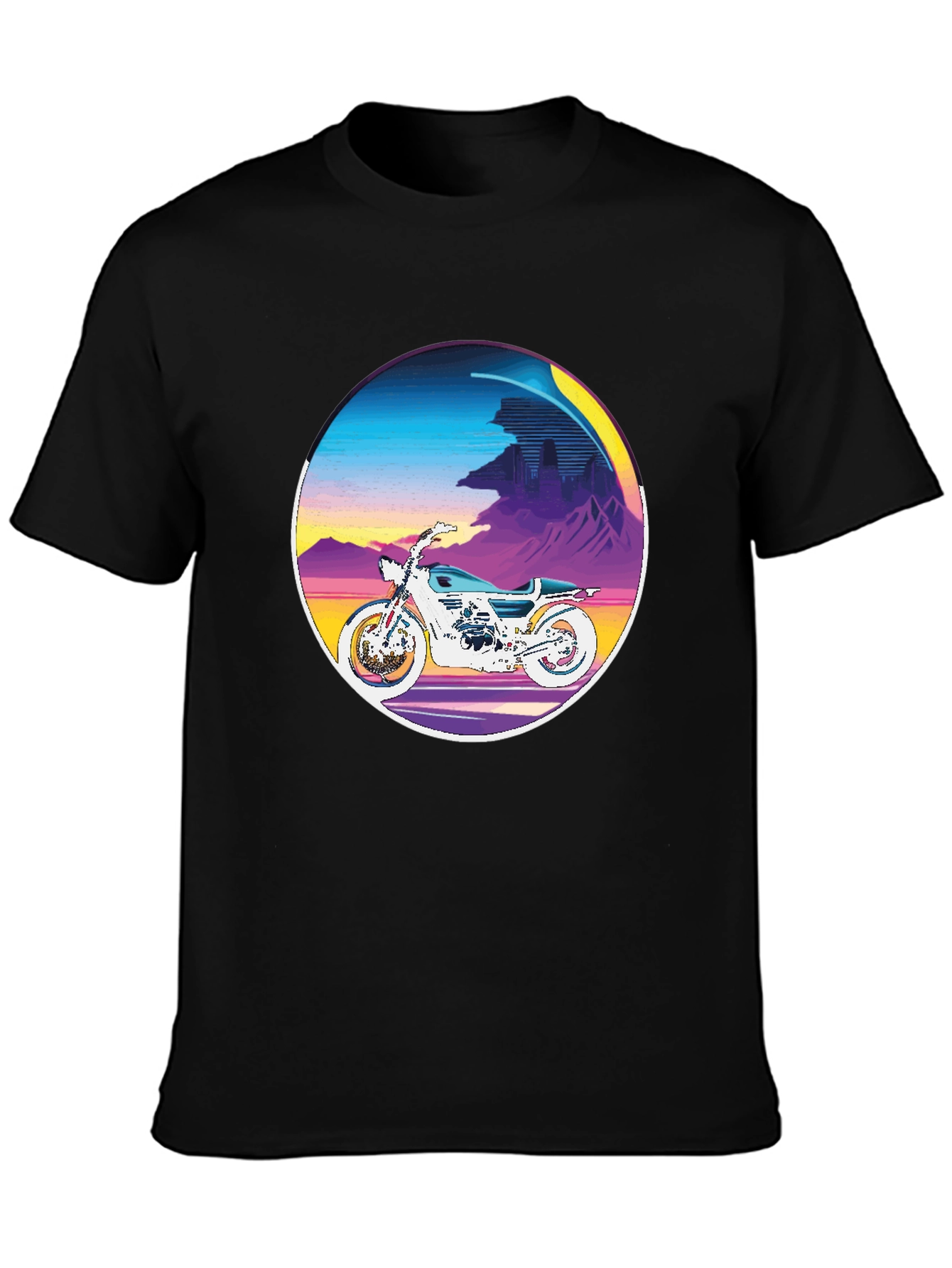 Black Retro Motorcycle Graphic Tee - Vintage Style view 3