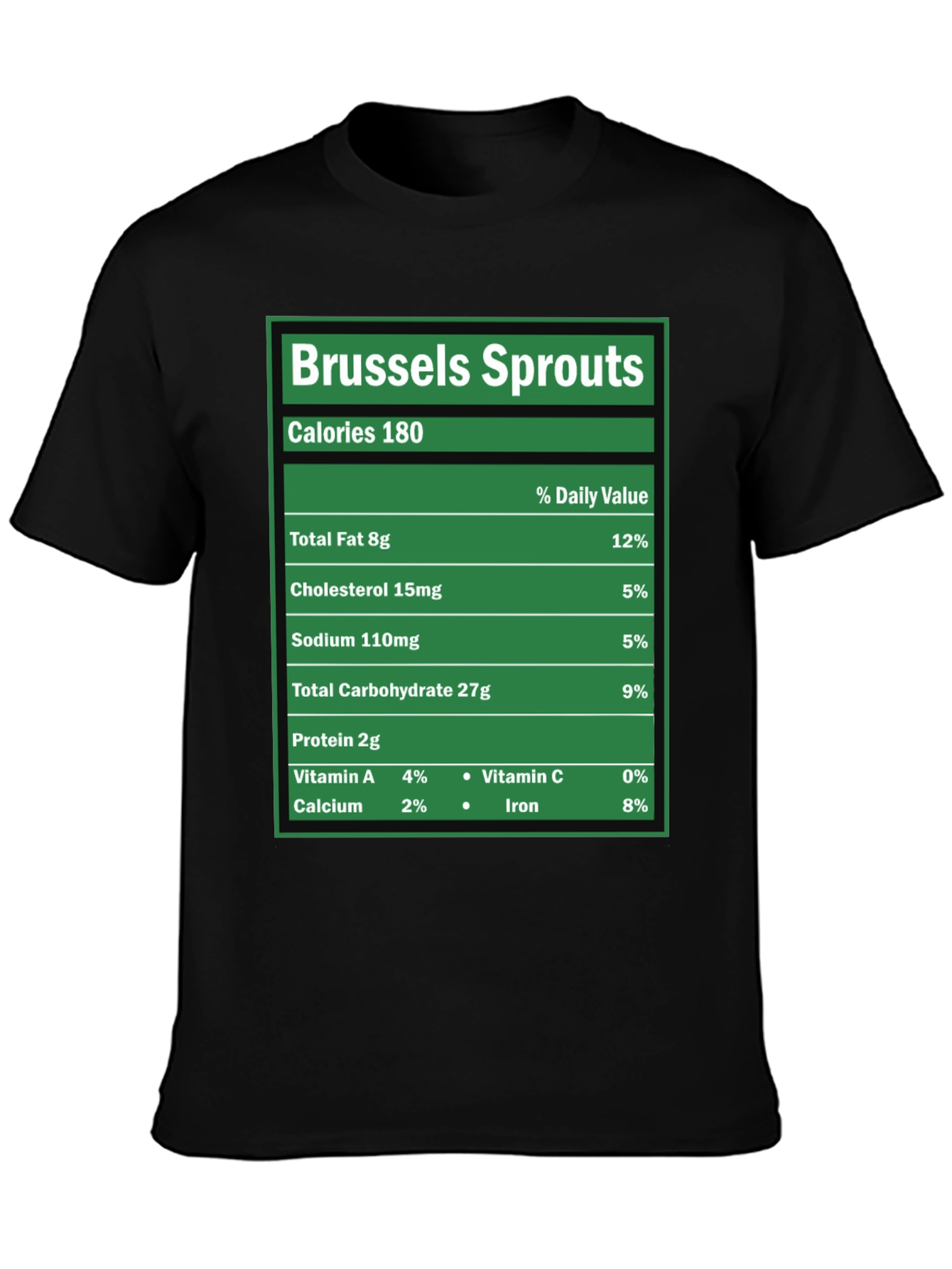 Black Brussels Sprouts Nutrition Facts Novelty T-Shirt view 3