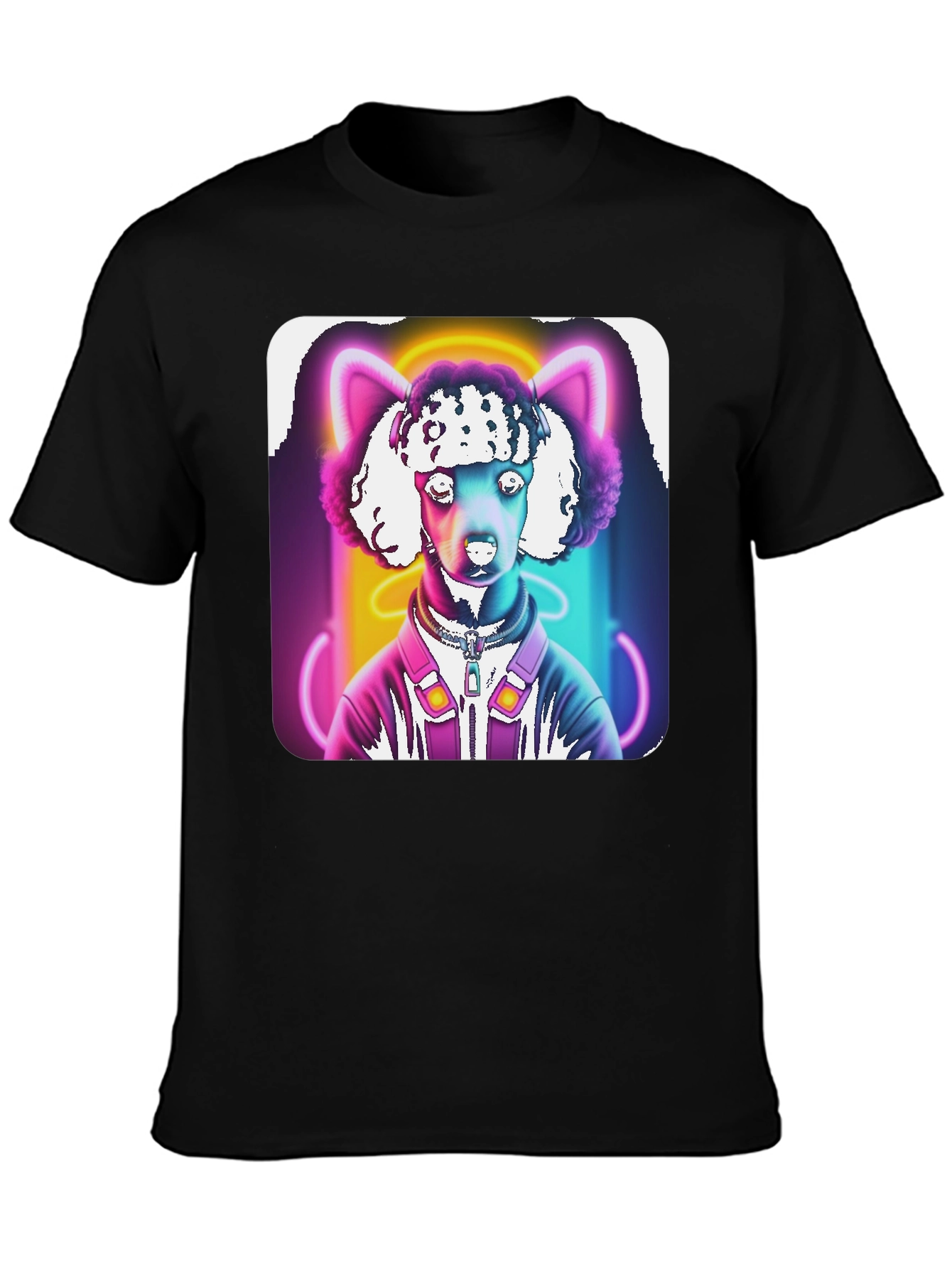 Black Neon Poodle DJ Graphic Tee view 3