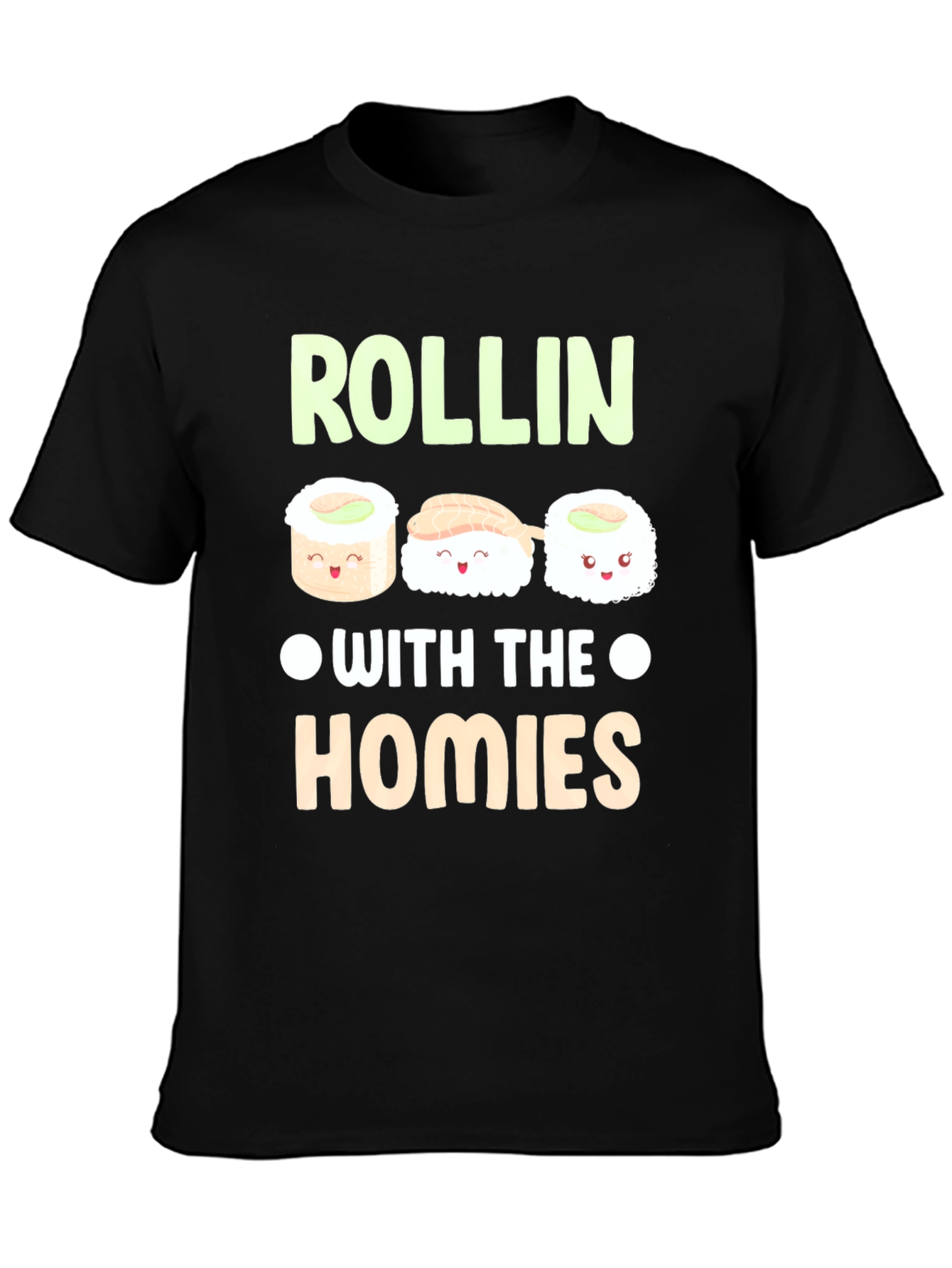 Black Rollin' with the Homies Sushi Graphic Tee view 3