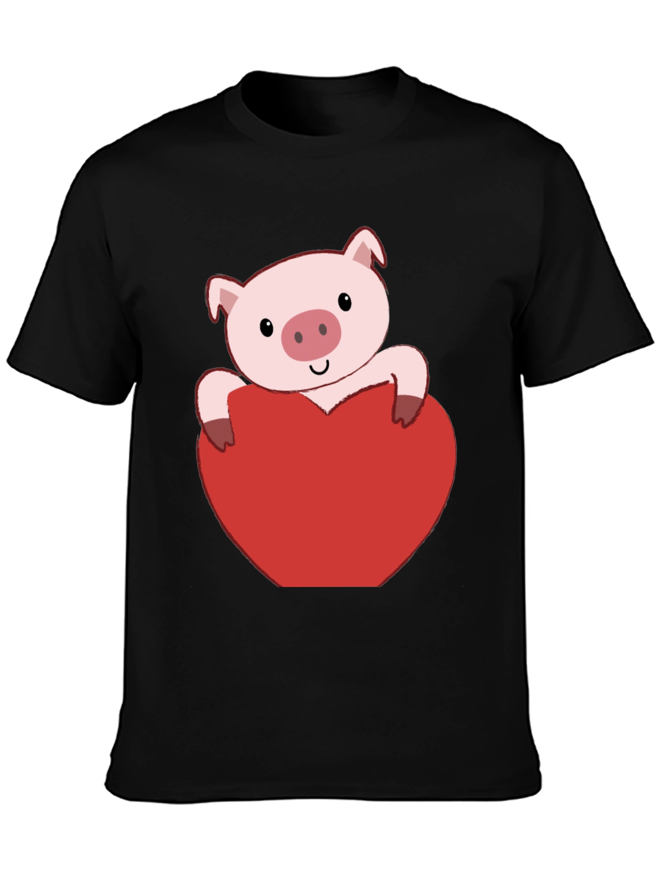 Black Pig Heart Valentine's Day T-Shirt view 3
