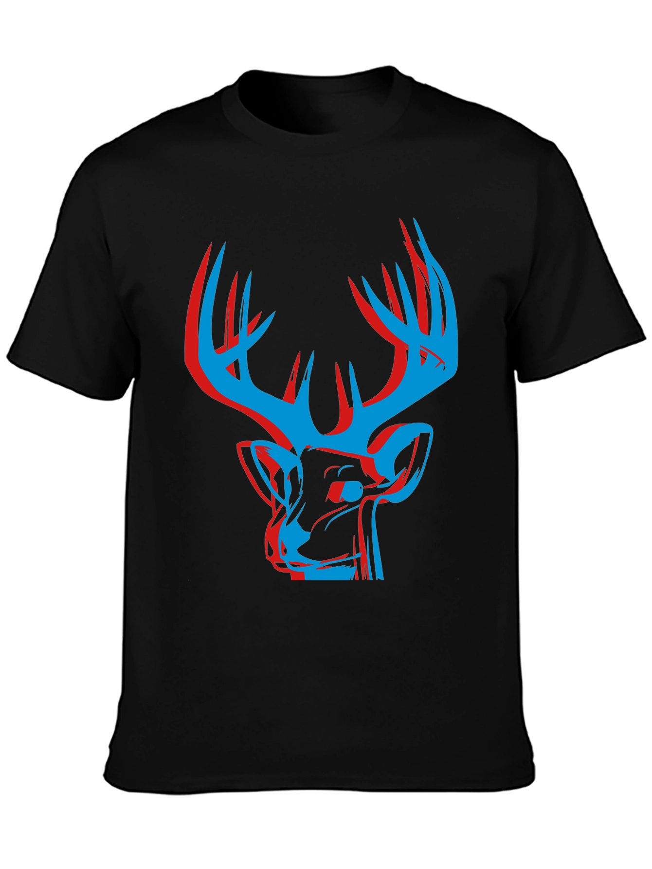 Black Modern Deer Graphic Tee - Black view 3