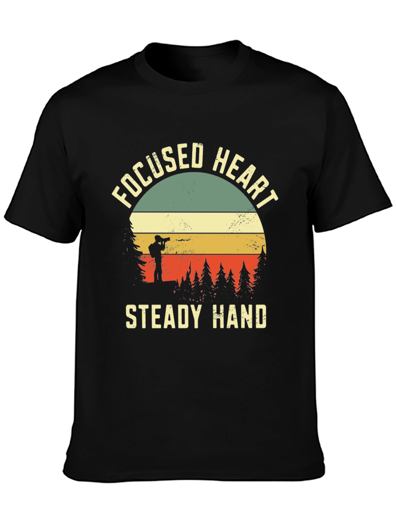 Black Focused Heart Steady Hand Graphic Tee view 3
