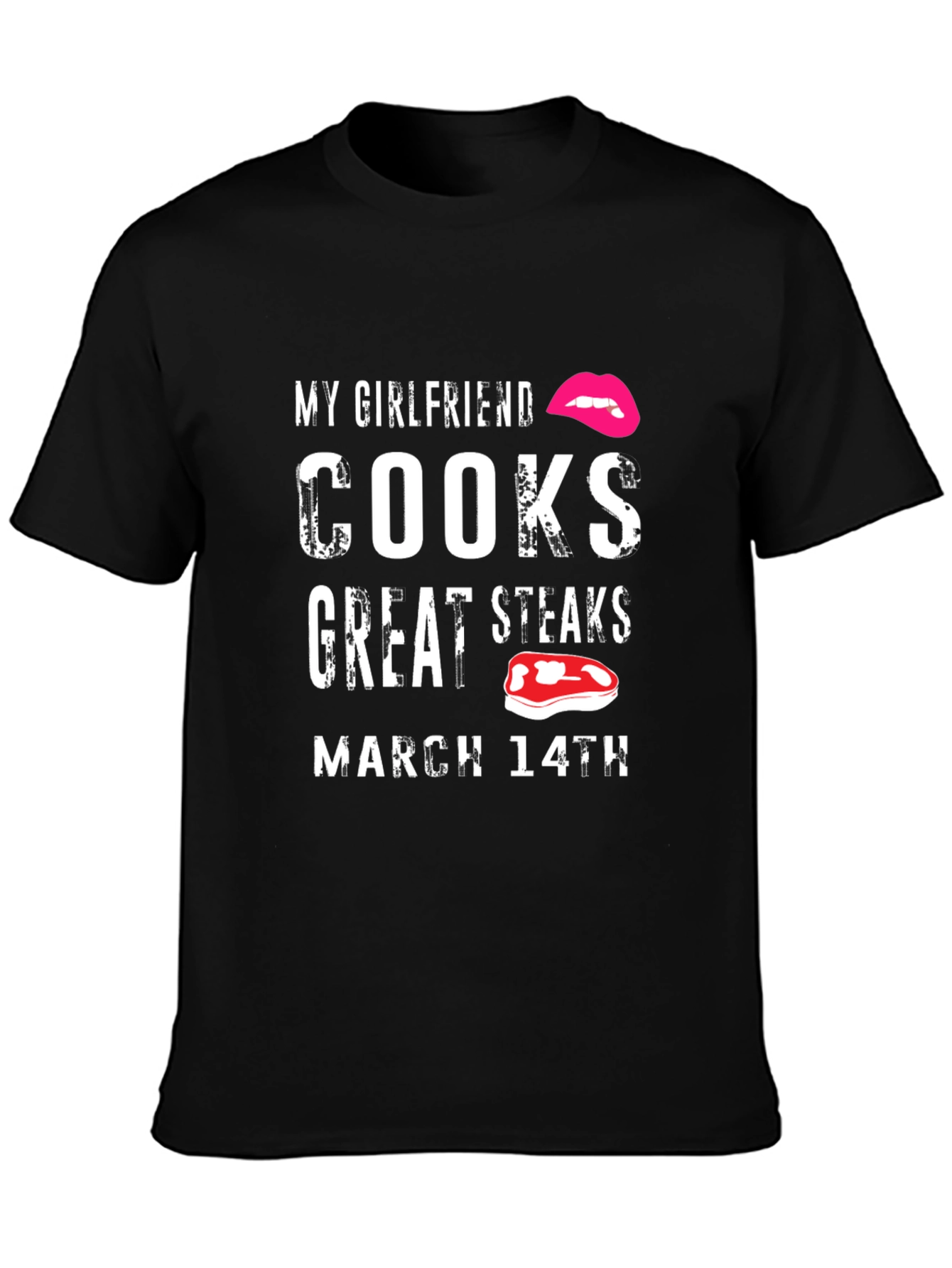 Black My Girlfriend Cooks Great Steaks T-Shirt view 3