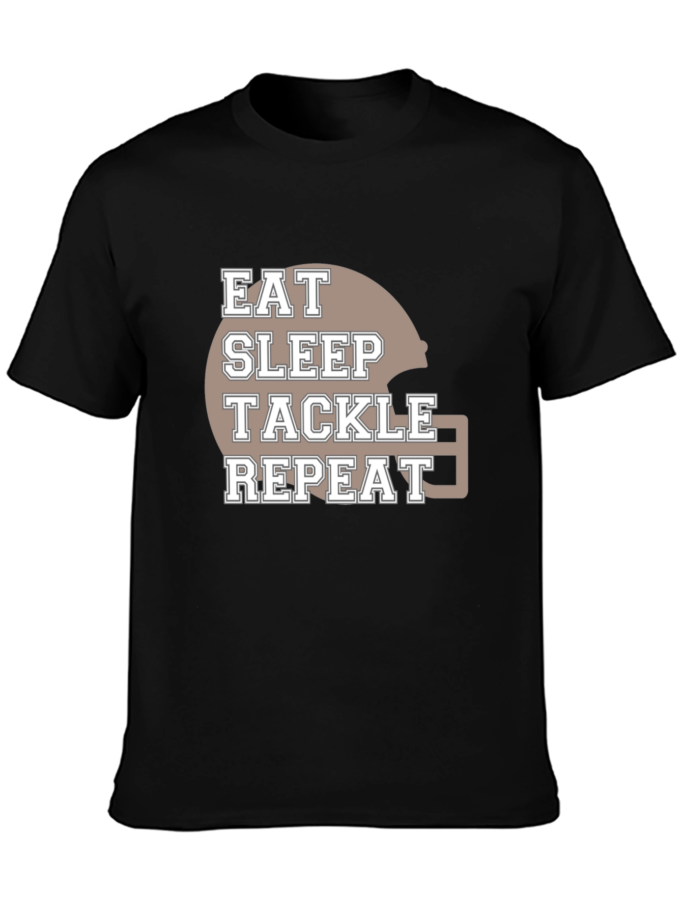 Black Eat Sleep Tackle Repeat Football T-Shirt view 3