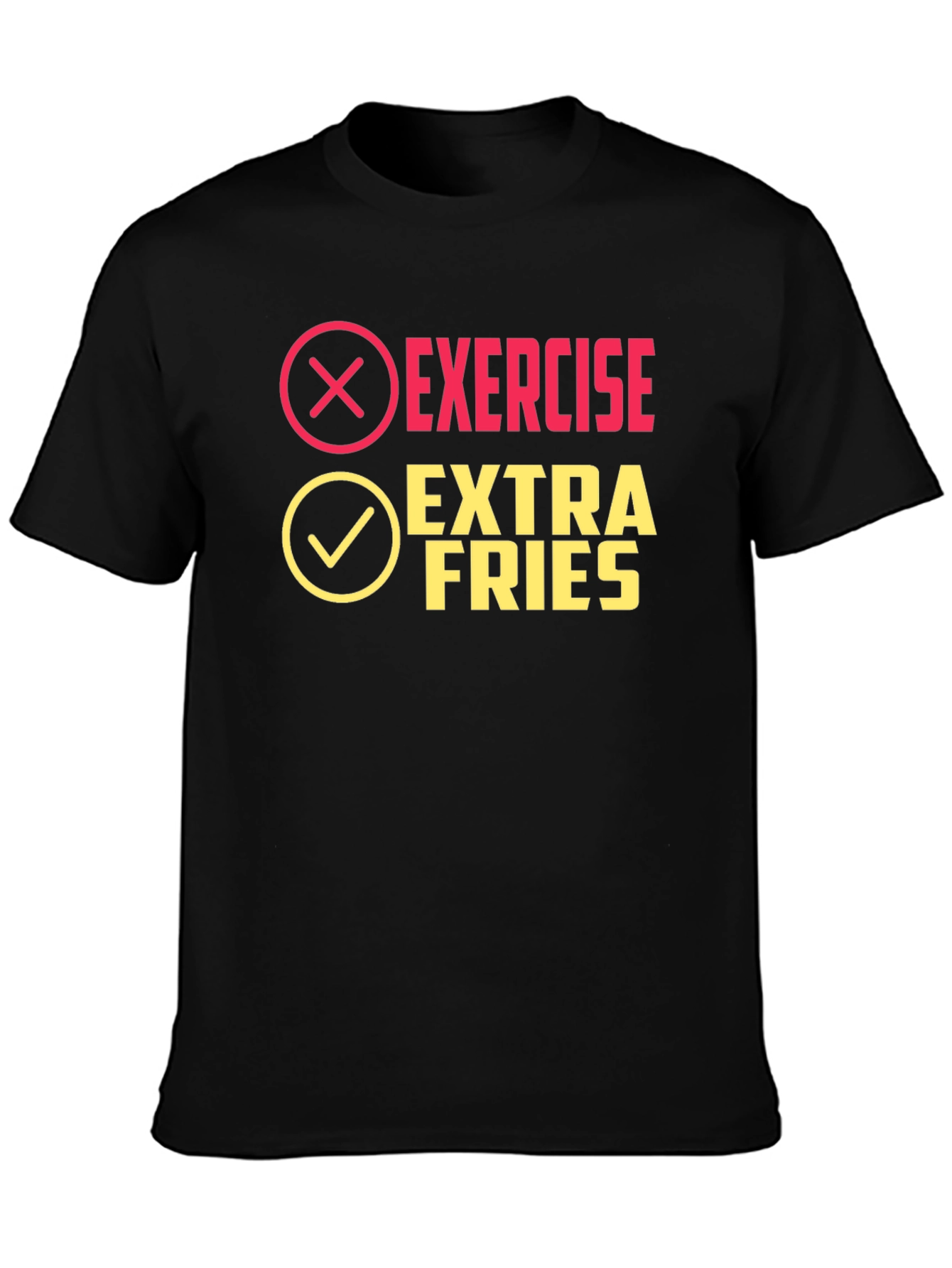 Black Exercise? Extra Fries! Funny Graphic Tee view 3