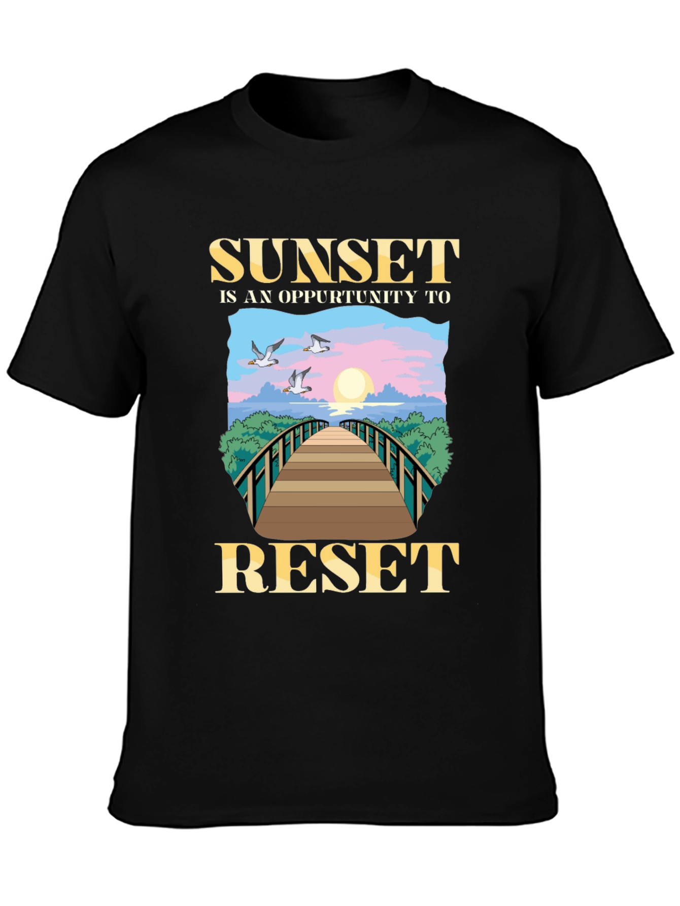 Black Sunset Reset Graphic Tee view 3