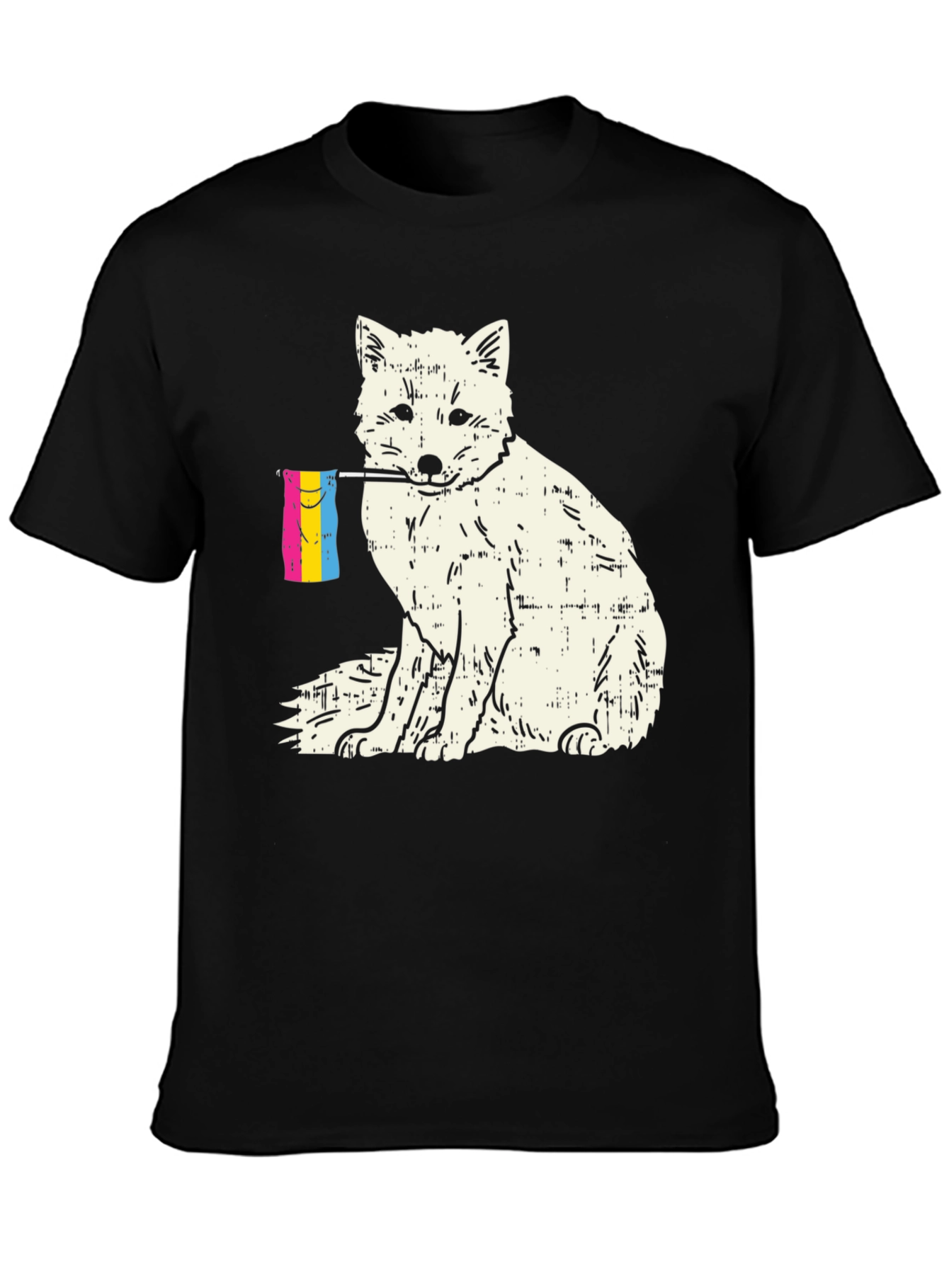 Black Pansexual Pride Fox T-Shirt view 3